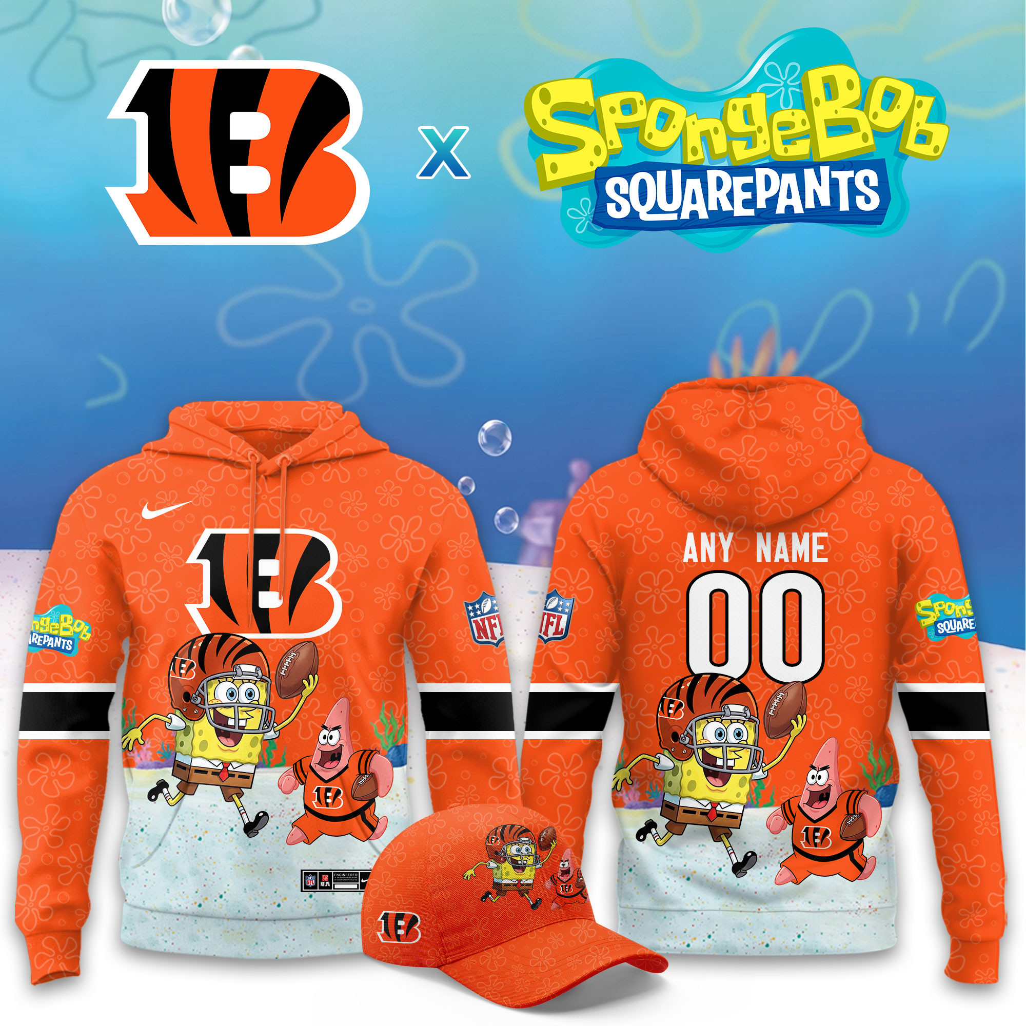 Cincinnati Bengals x SpongeBob Limited Personalized Hoodie PB55YDF