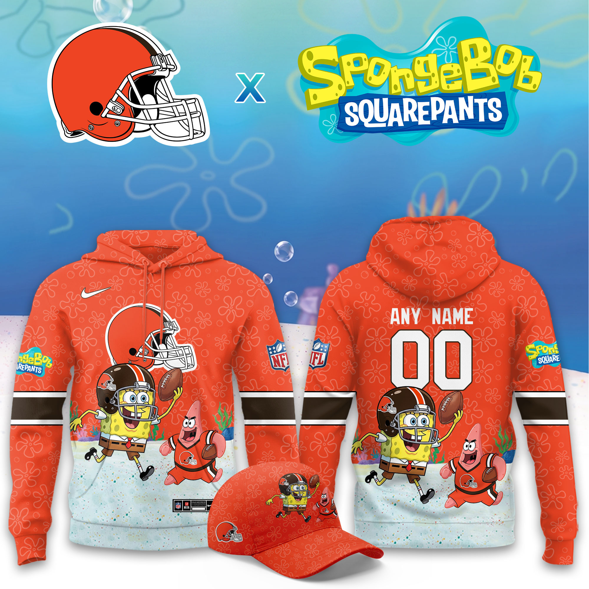 Cleveland Browns x SpongeBob Limited Personalized Hoodie PB2TNPL