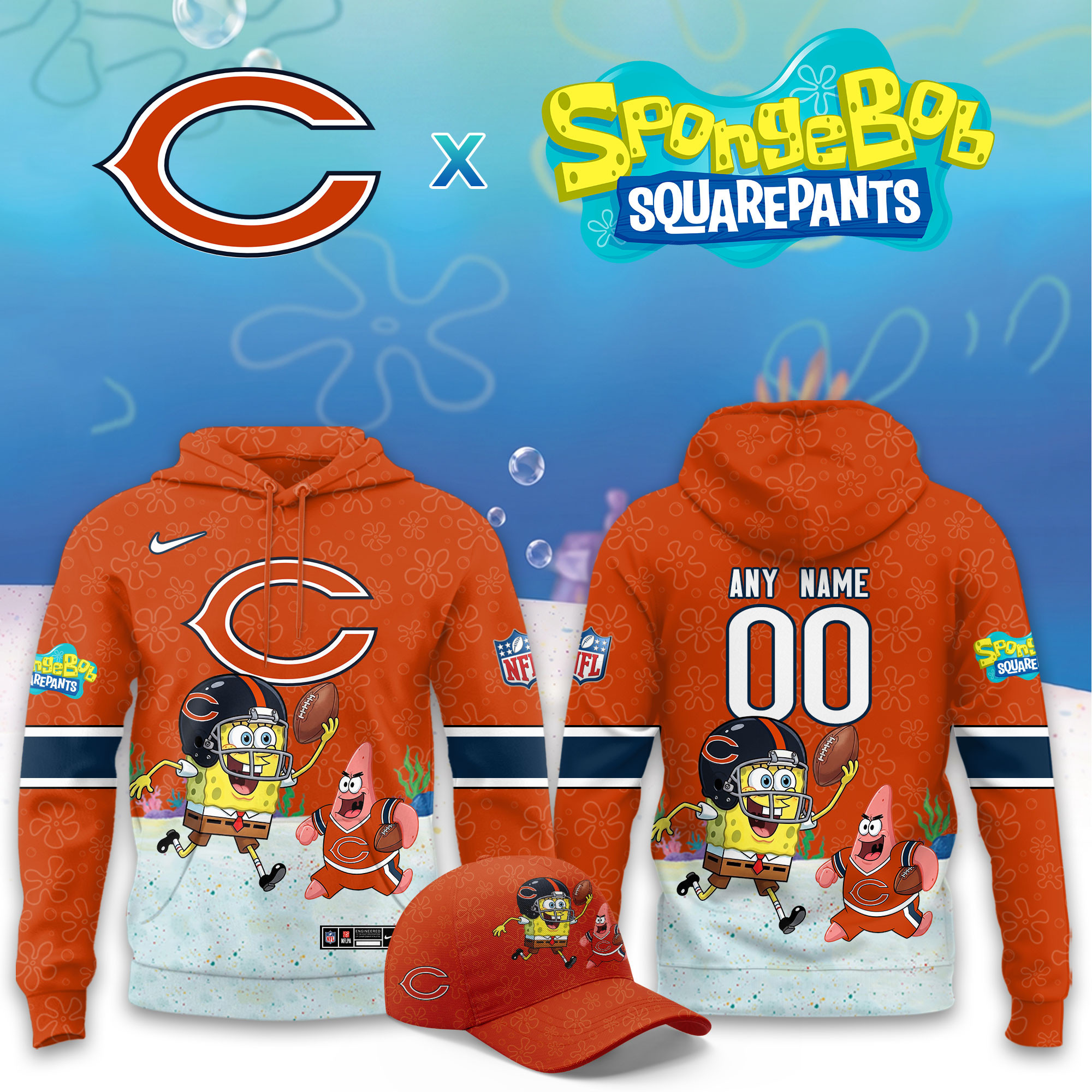 Chicago Bears x SpongeBob Limited Personalized Hoodie PBO9G1S