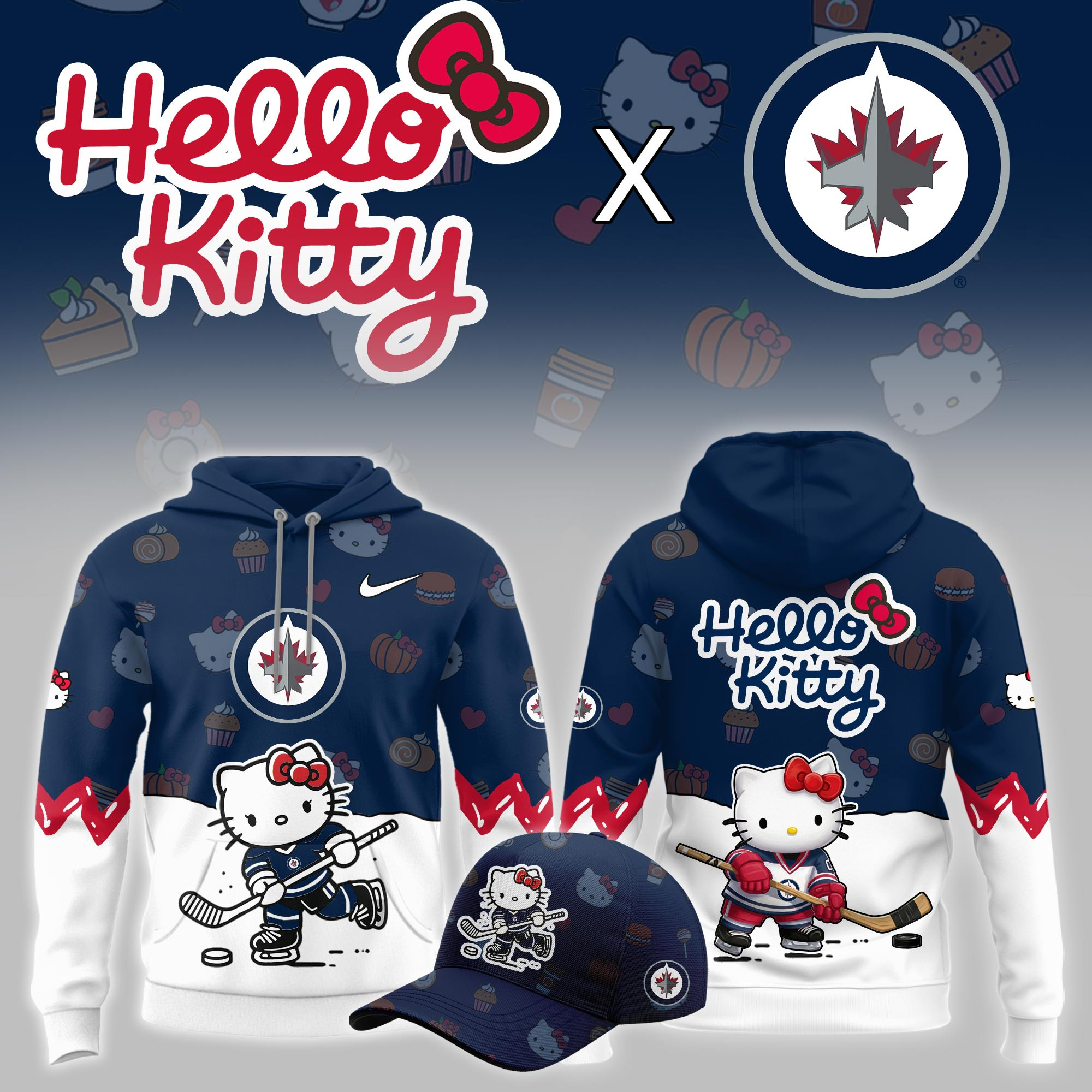 Winnipeg Jets Hello Kitty Night Limited Hoodie PB7SOT8
