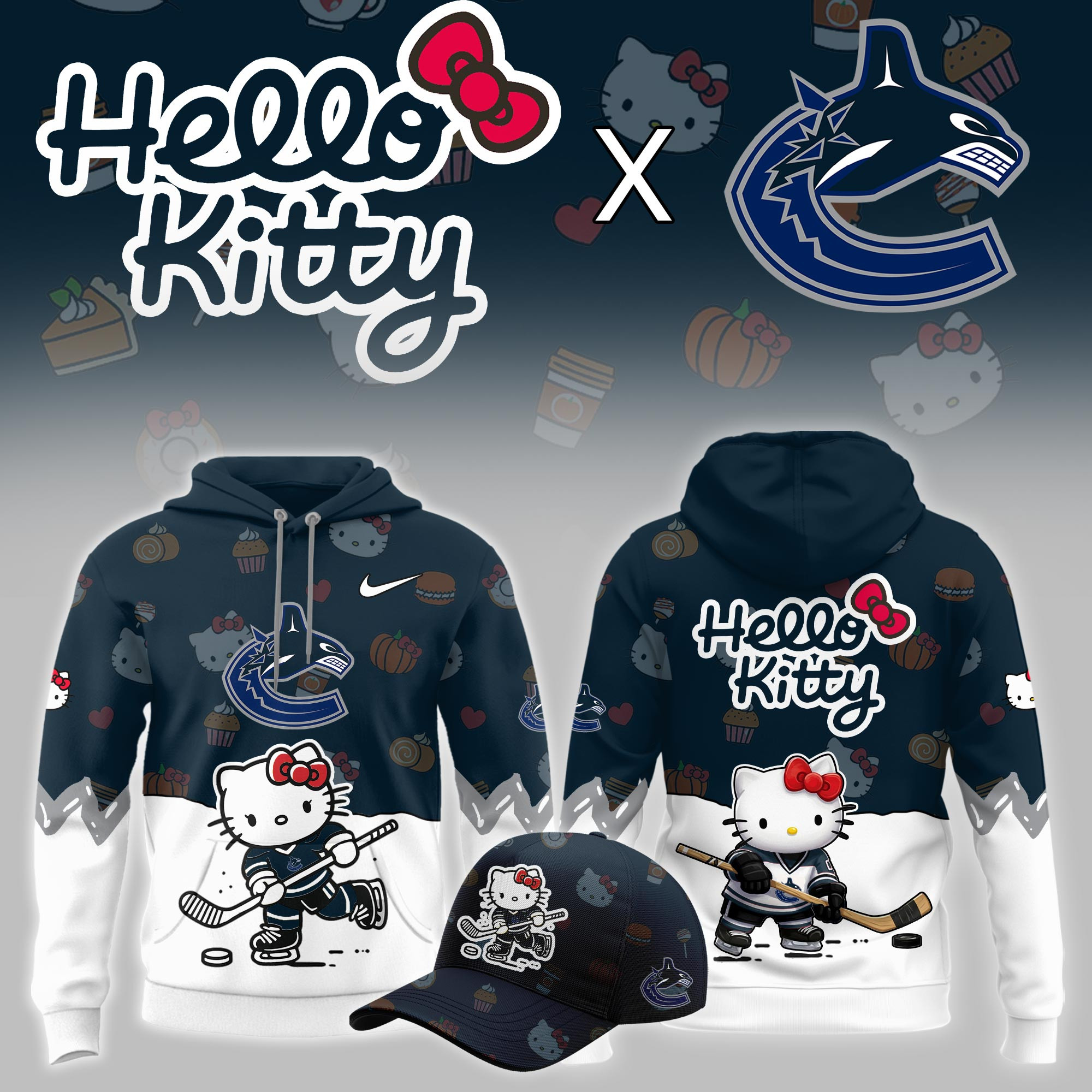 Vancouver Canucks Hello Kitty Night Limited Hoodie PB6NKHV