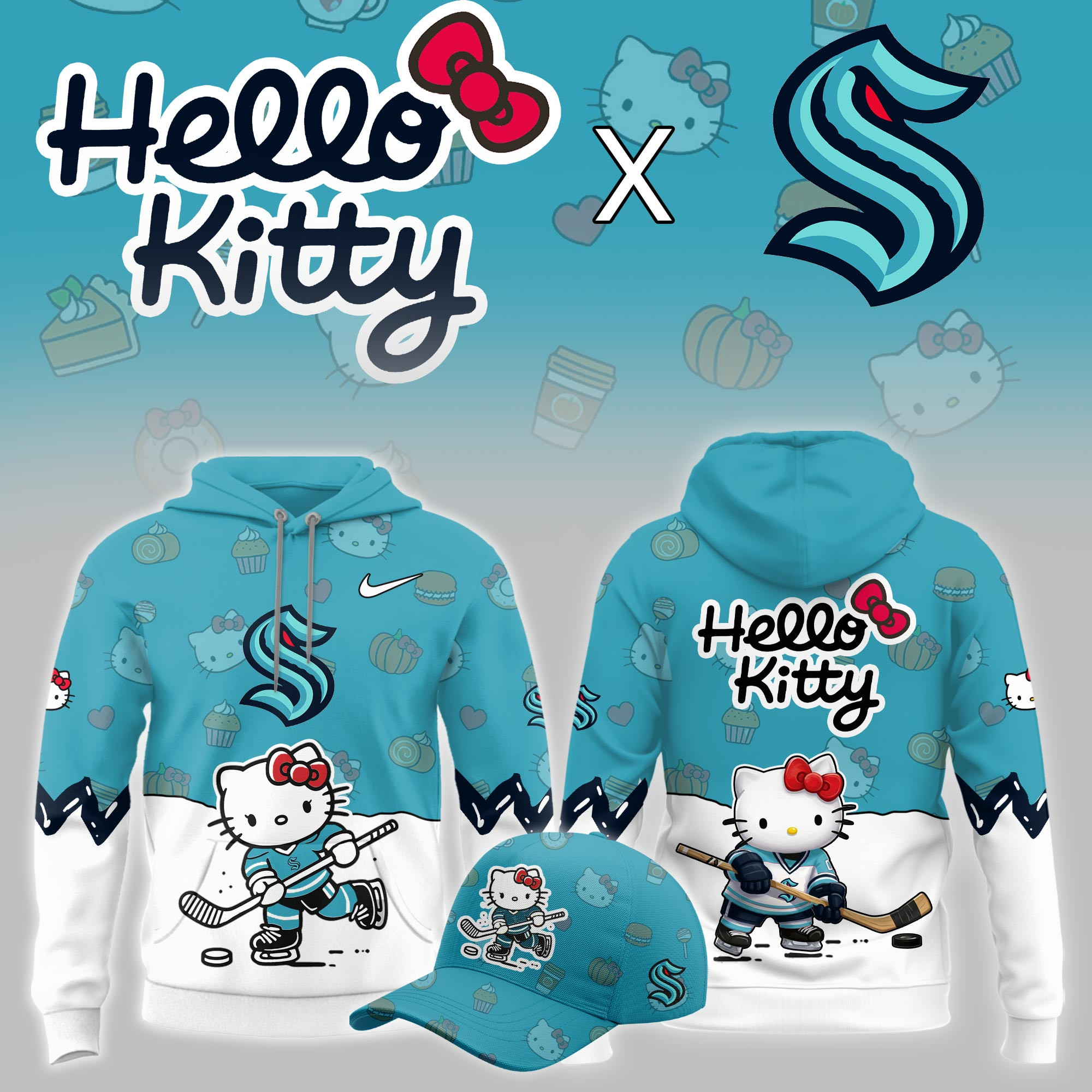 Seattle Kraken Hello Kitty Night Limited Hoodie PBWN6GJ