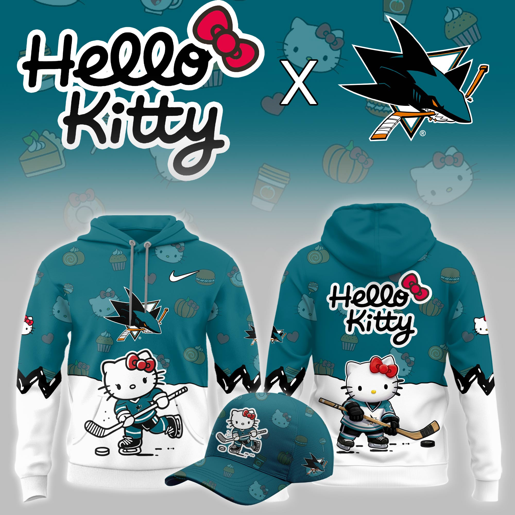 San Jose Sharks Hello Kitty Night Limited Hoodie PBC3PHT
