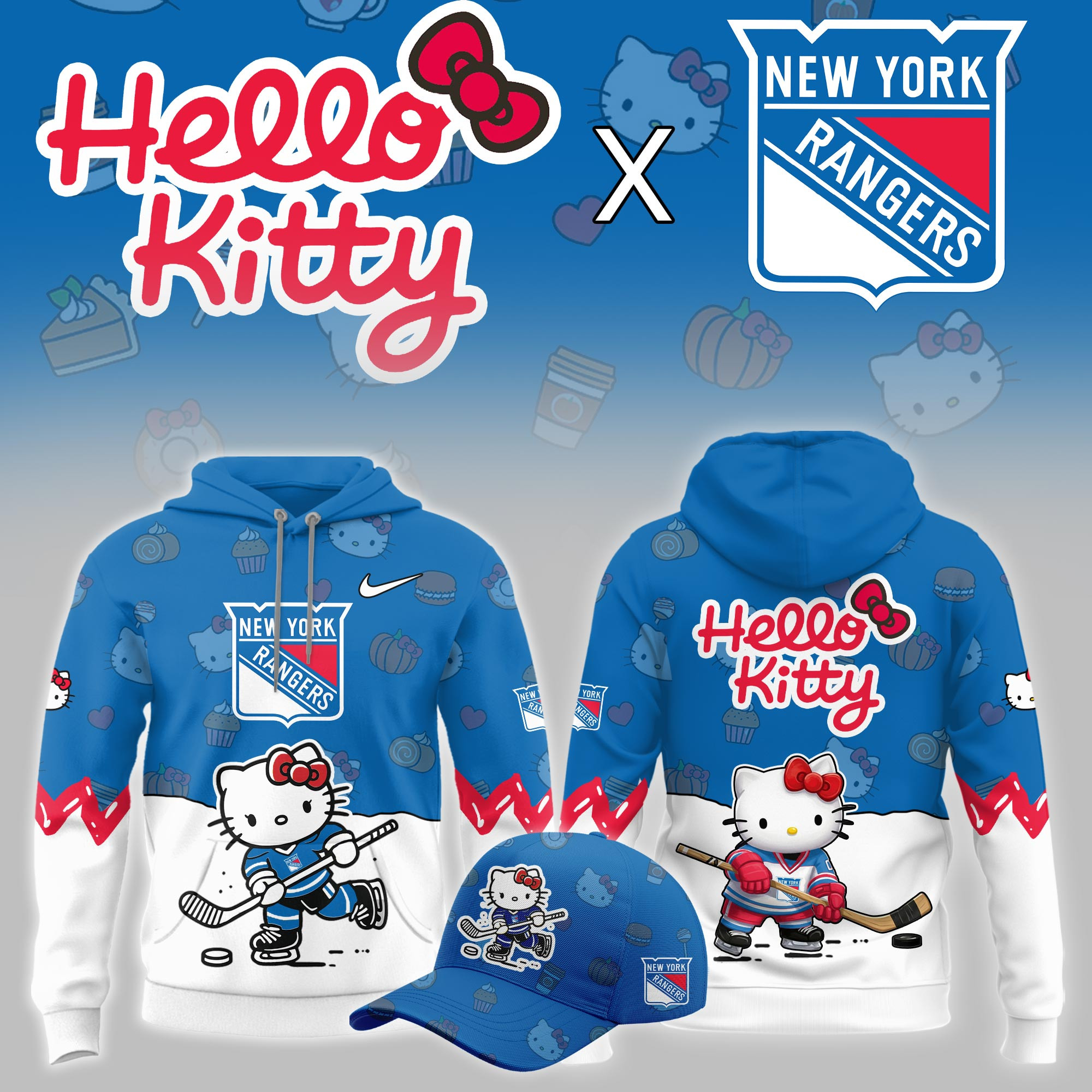 New York Rangers Hello Kitty Night Limited Hoodie PBM8K2V