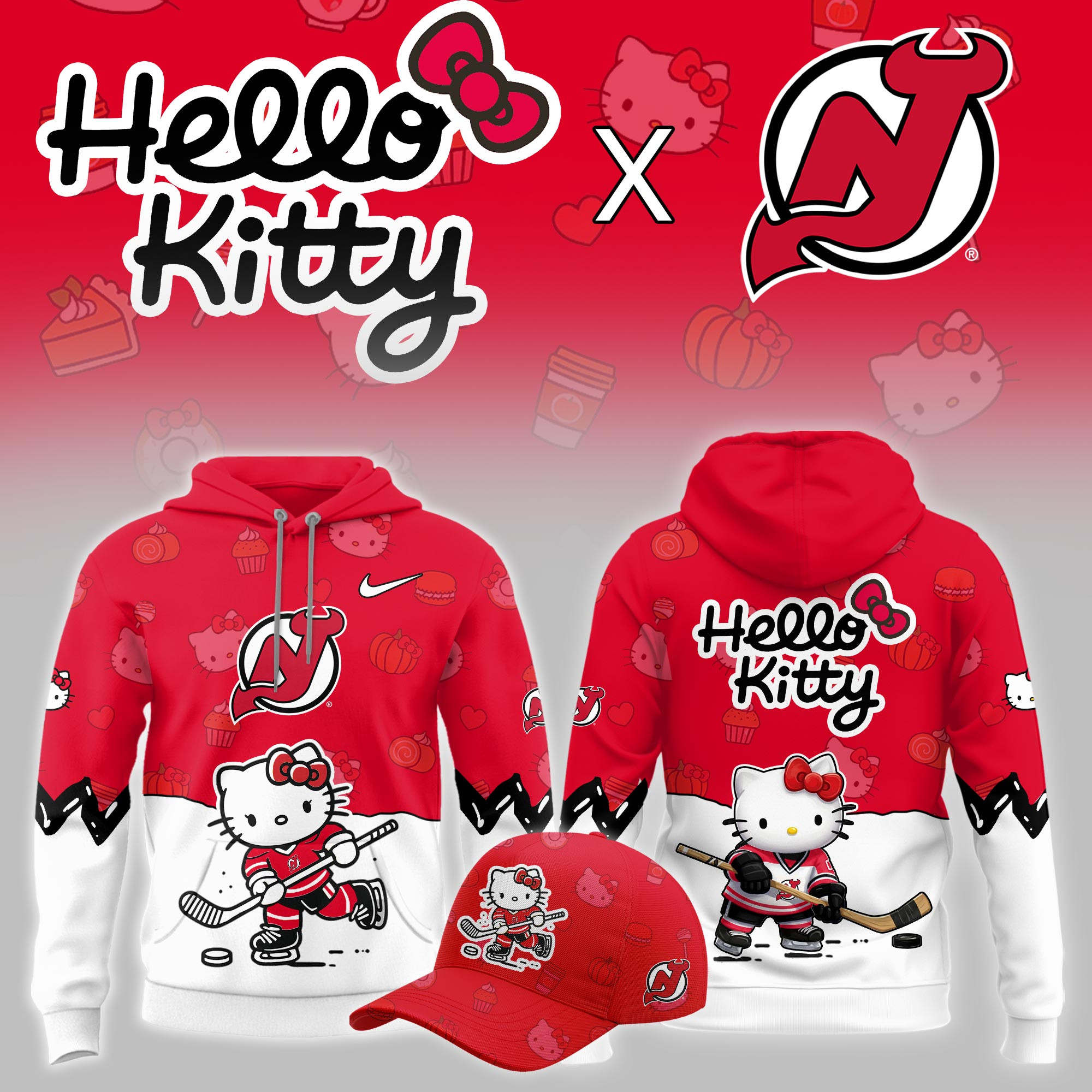 New Jersey Devils Hello Kitty Night Limited Hoodie PB4AGMY