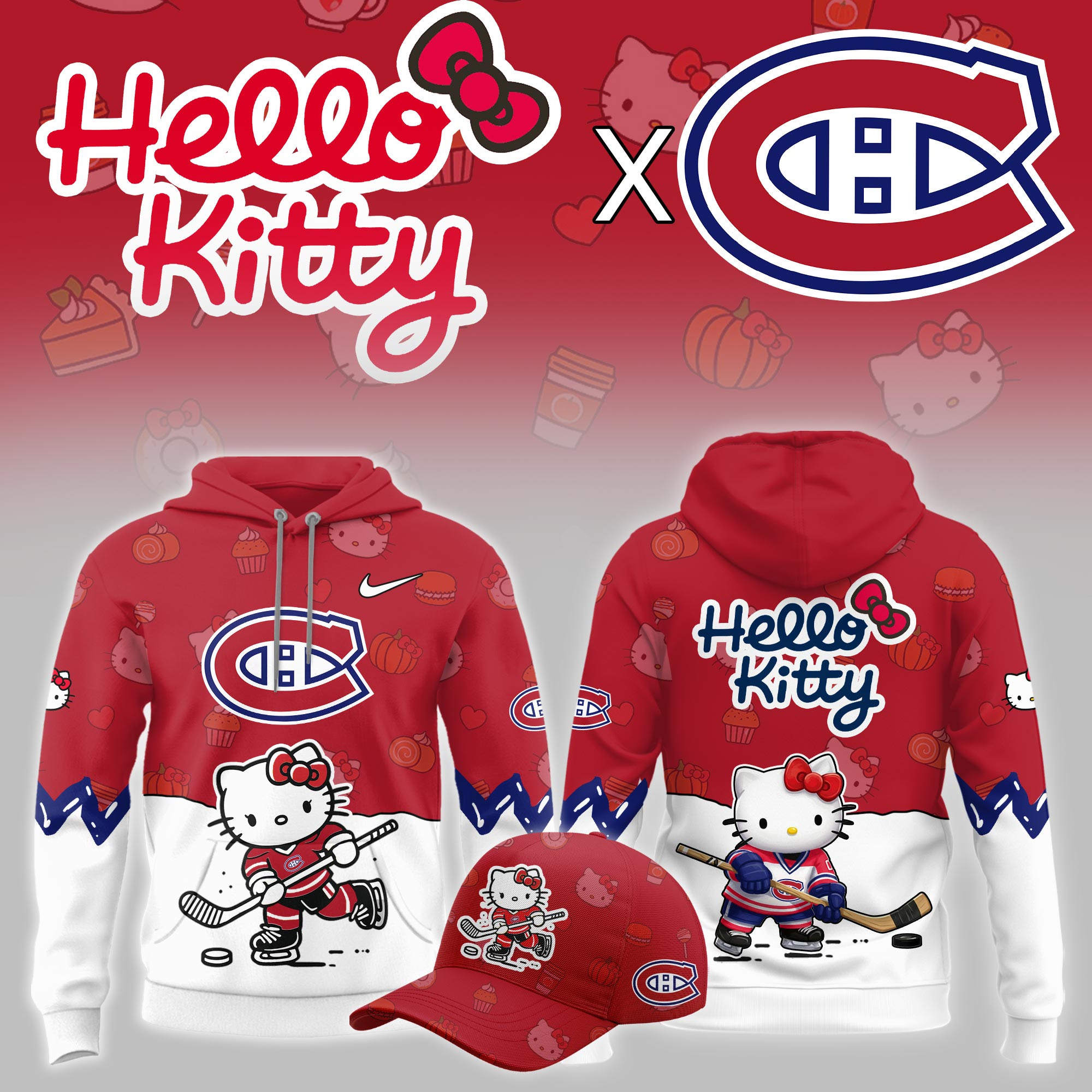 Montreal Canadiens Hello Kitty Night Limited Hoodie PBKZI3A