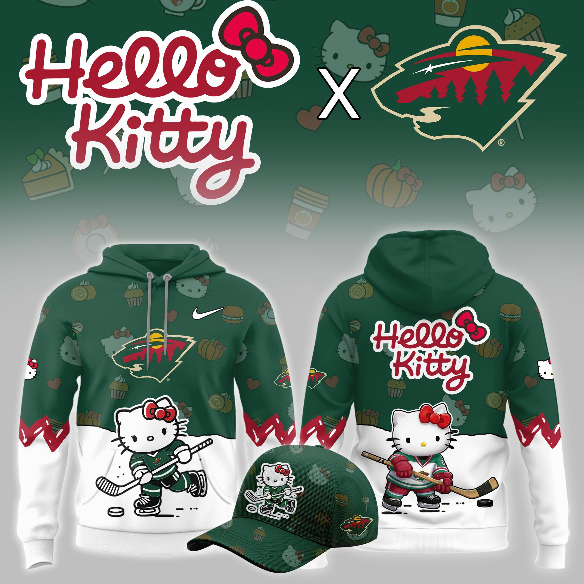 Minnesota Wild Hello Kitty Night Limited Hoodie PBI36M2
