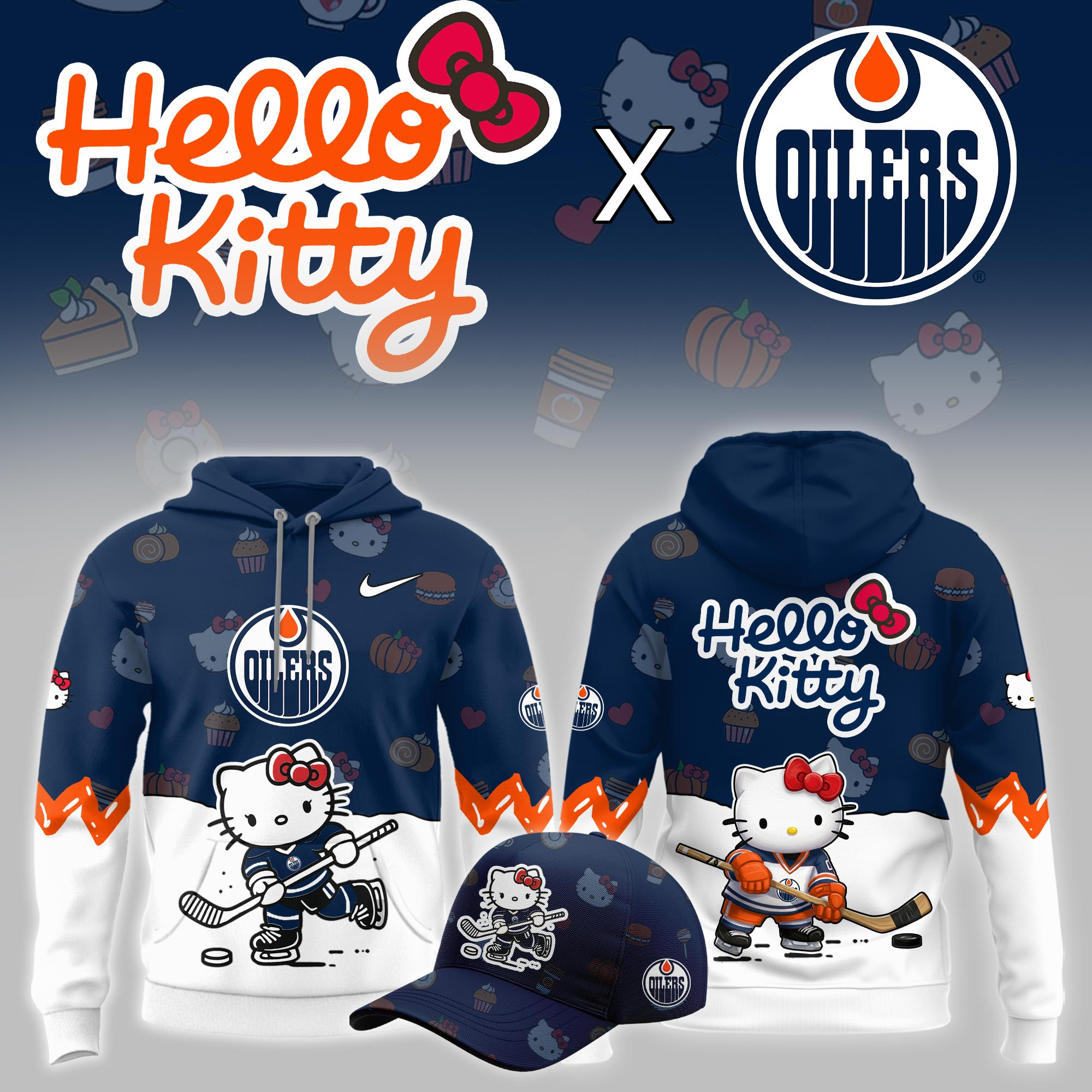 Edmonton Oilers Hello Kitty Night Limited Hoodie PBO4H8W