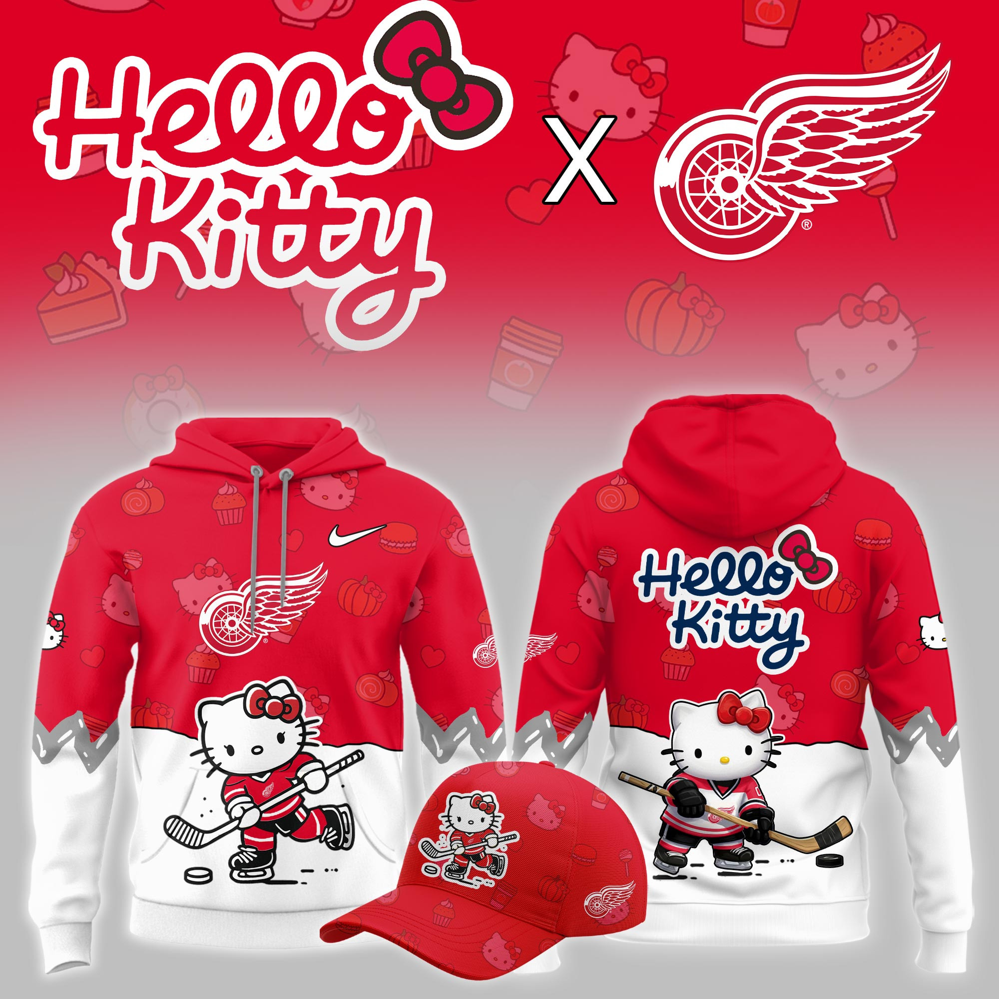 Detroit Red Wings Hello Kitty Night Limited Hoodie PB6MG11