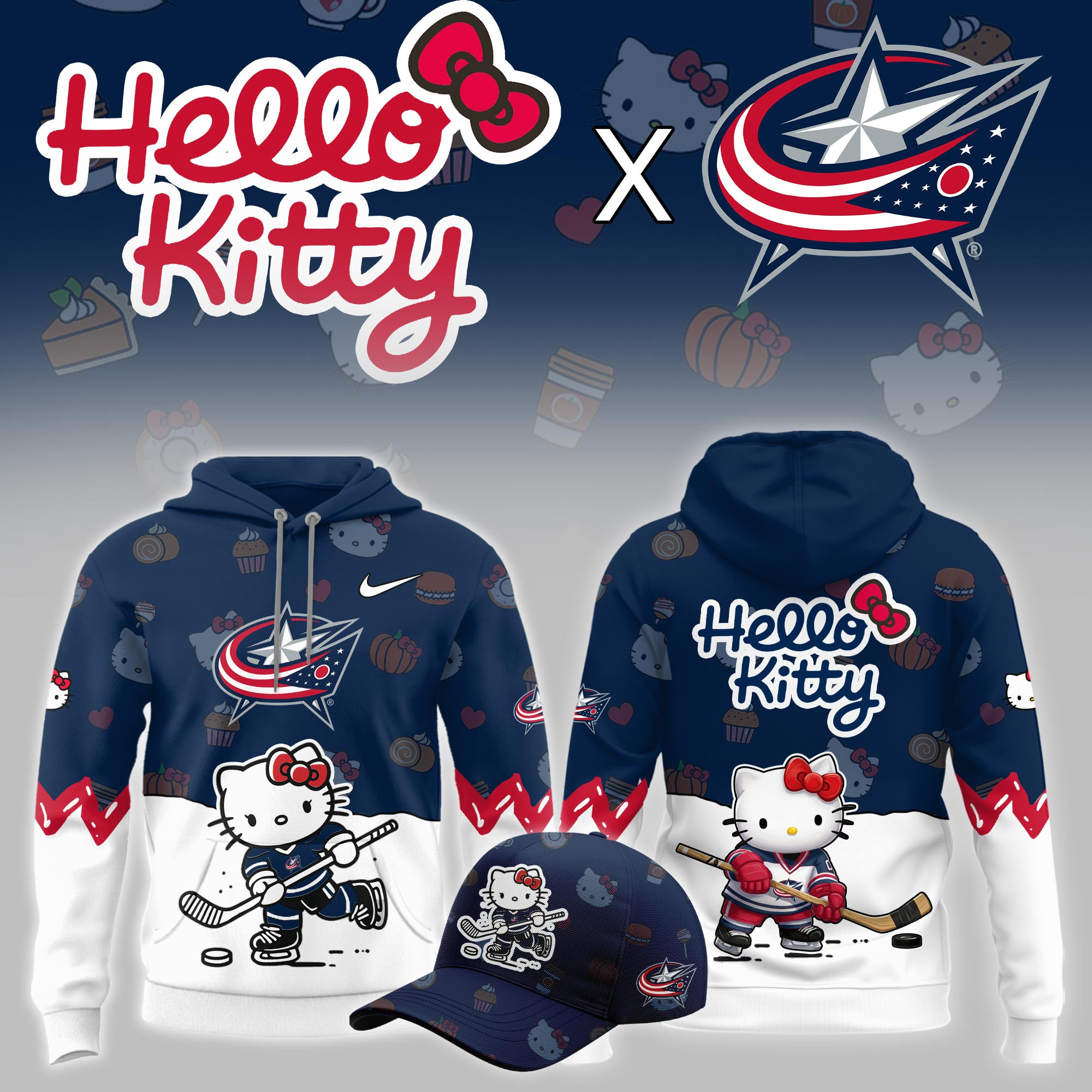 Columbus Blue Jackets Hello Kitty Night Limited Hoodie PBRJGWJ