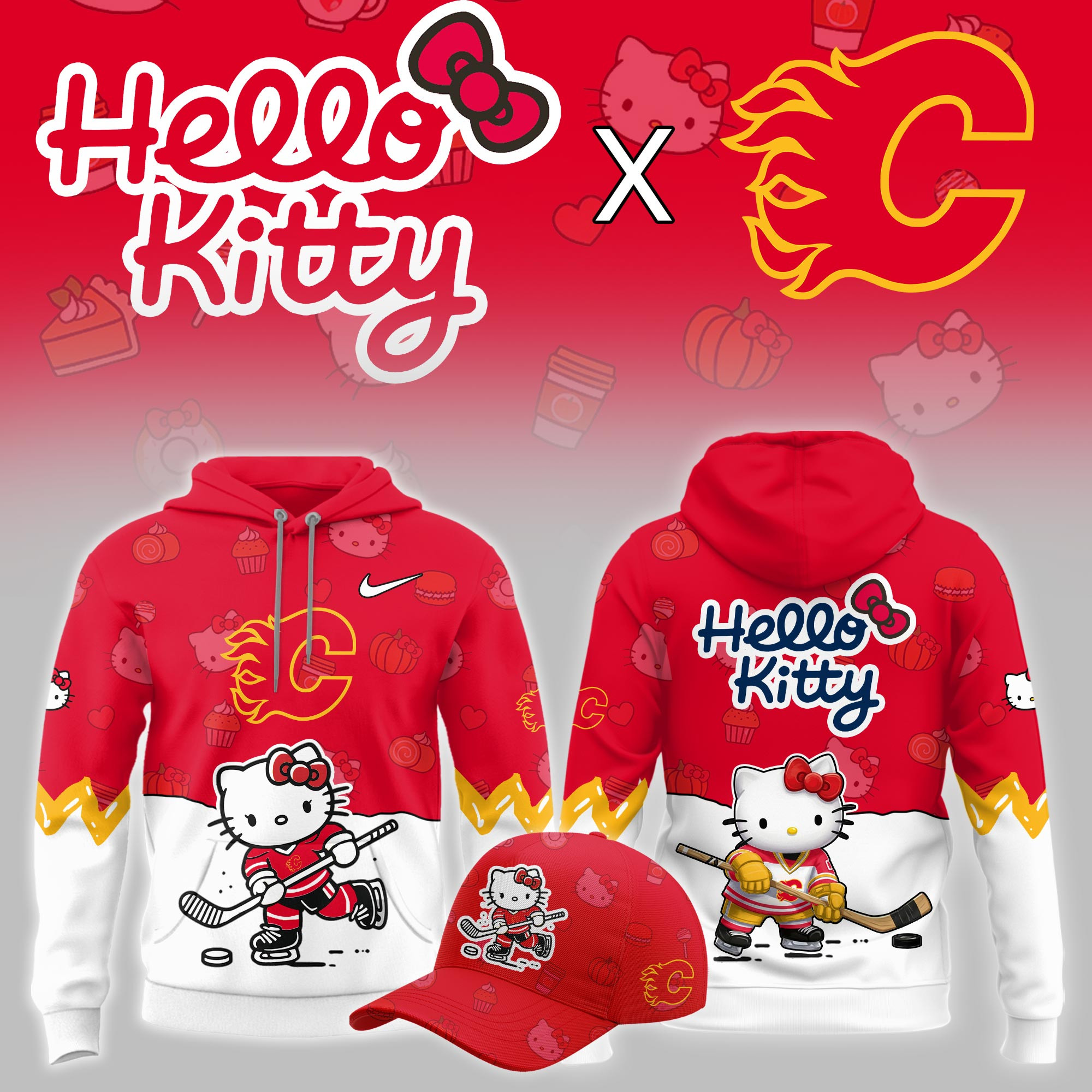 Calgary Flames Hello Kitty Night Limited Hoodie PBBSZWU