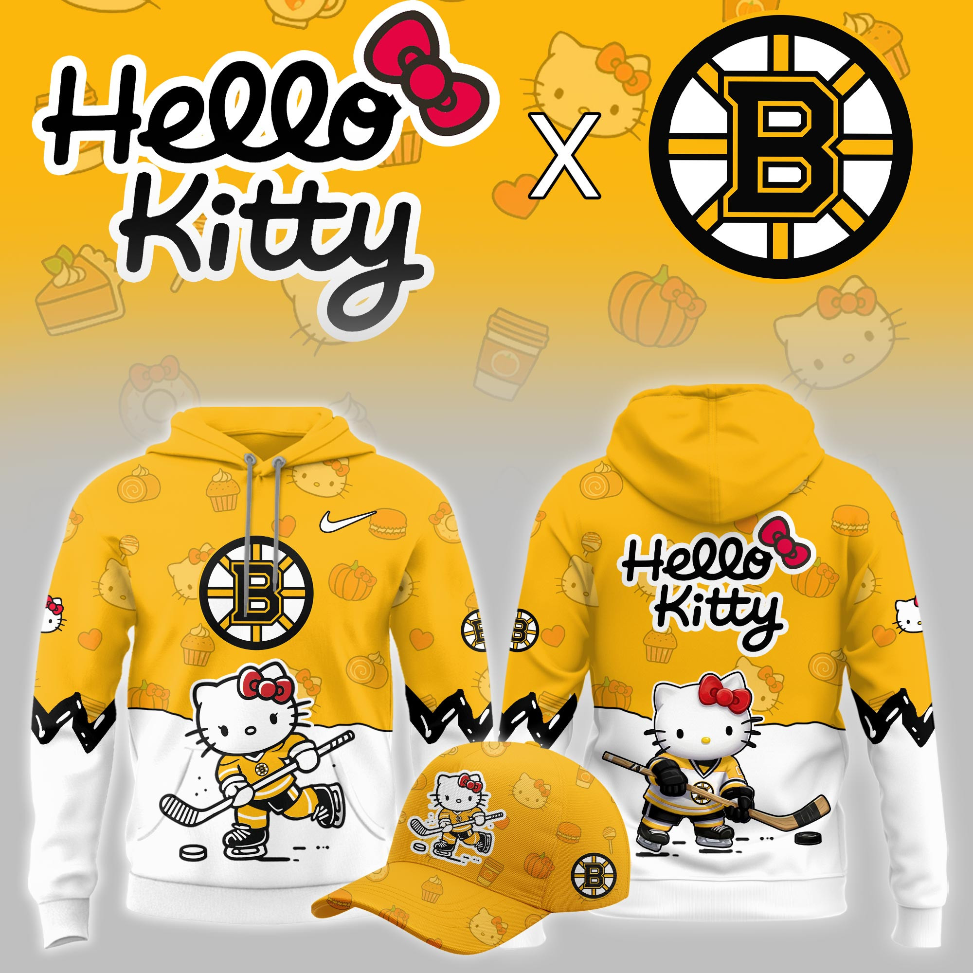 Boston Bruins Hello Kitty Night Limited Hoodie PBBYEJC