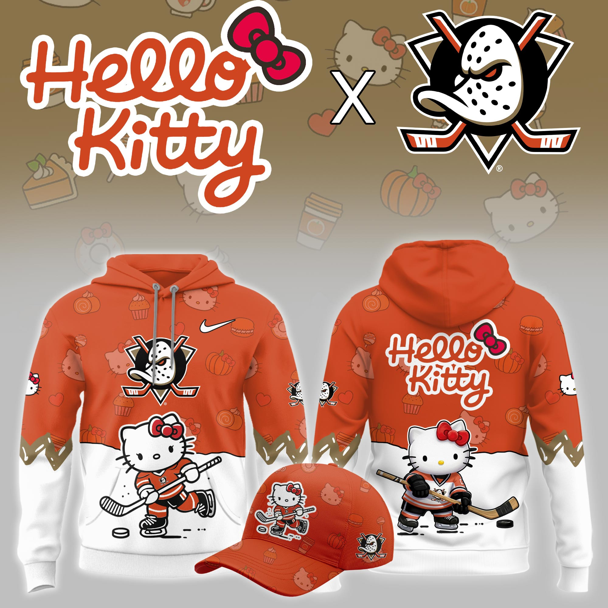 Anaheim Ducks Hello Kitty Night Limited Hoodie PBO5E1N