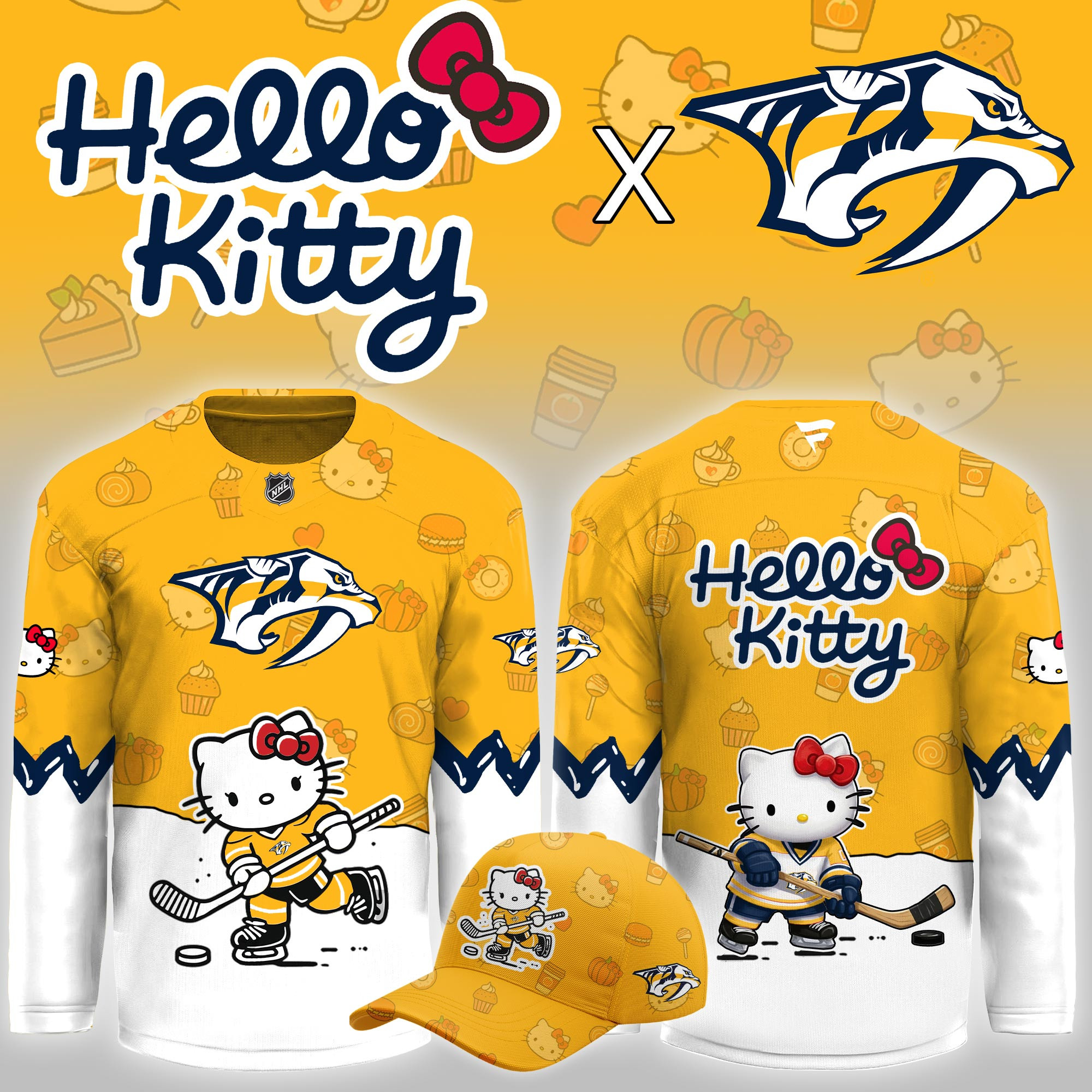 Nashville Predators Hello Kitty Night Limited Hockey Jersey PBI443T