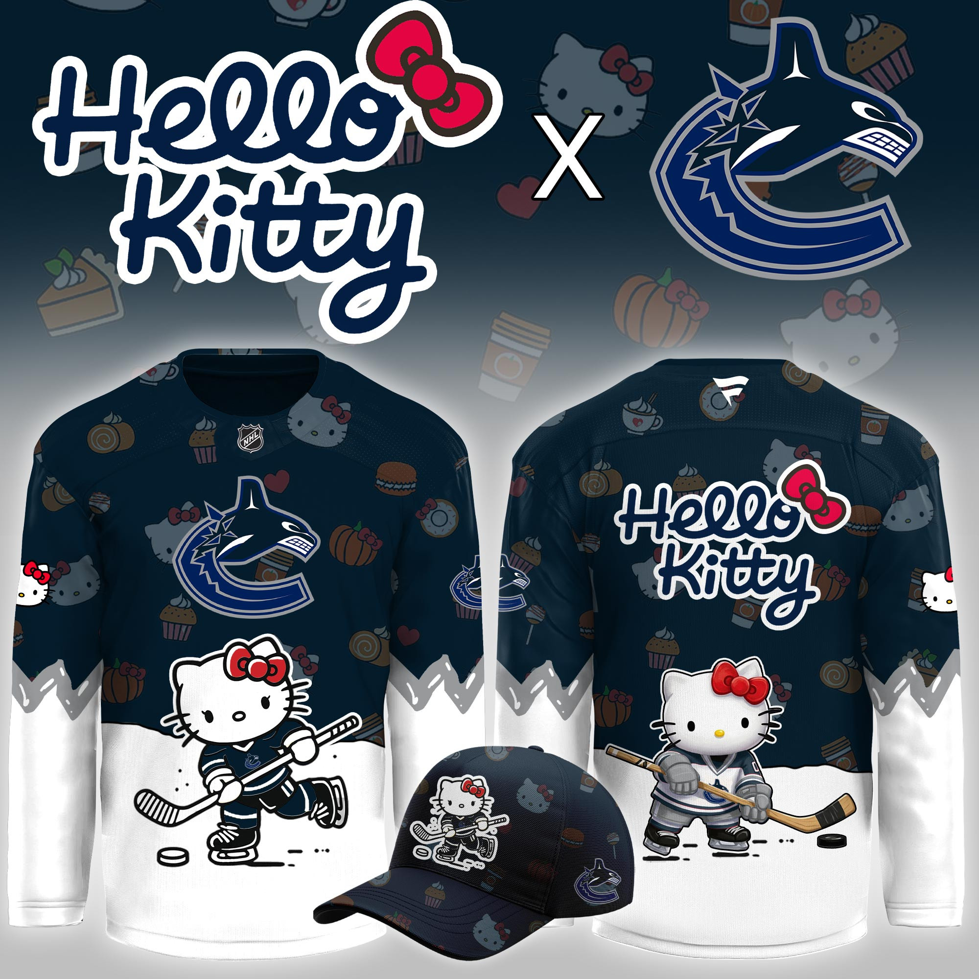 Vancouver Canucks Hello Kitty Night Limited Hockey Jersey PBBBNY9