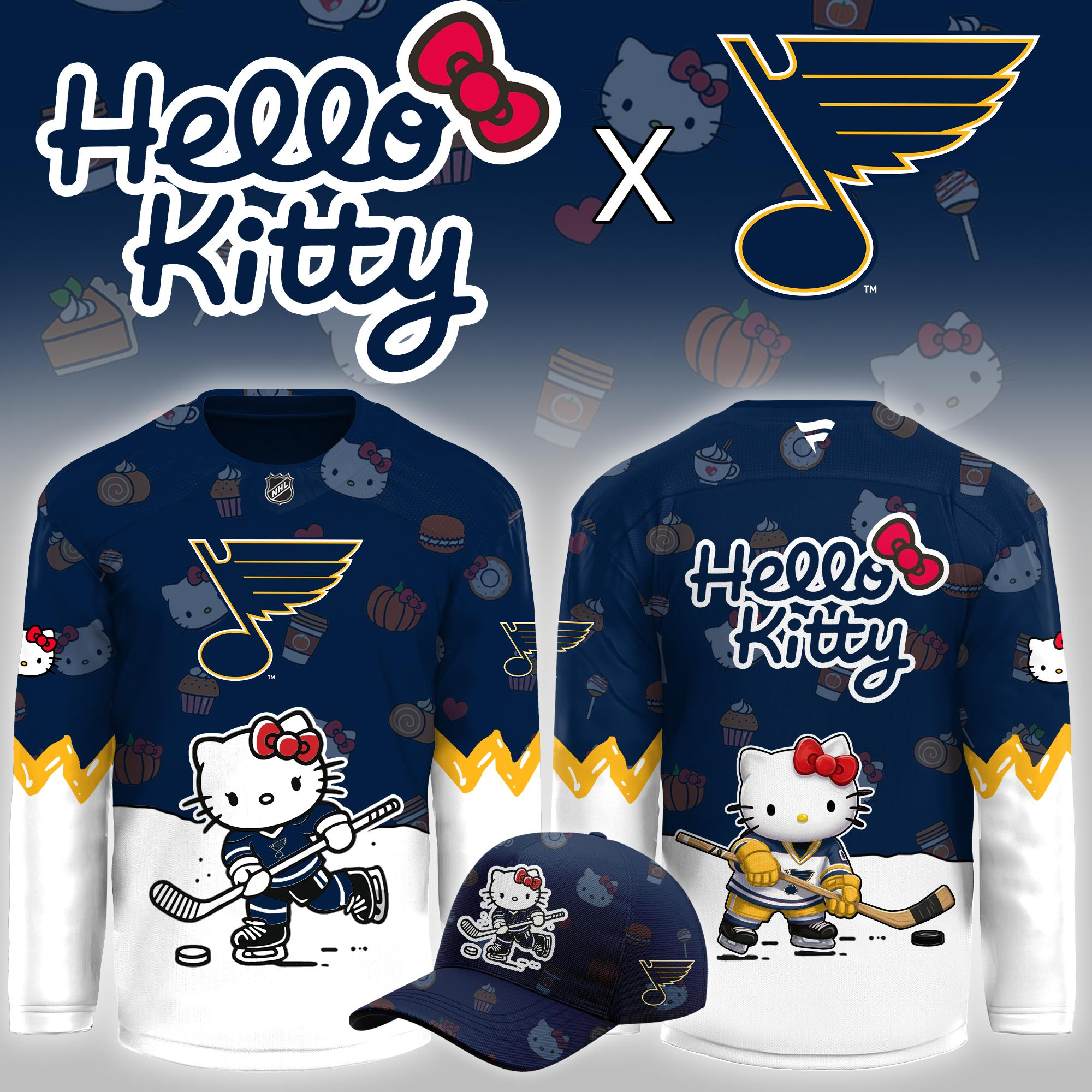 St. Louis Blues Hello Kitty Night Limited Hockey Jersey PB8HBYZ