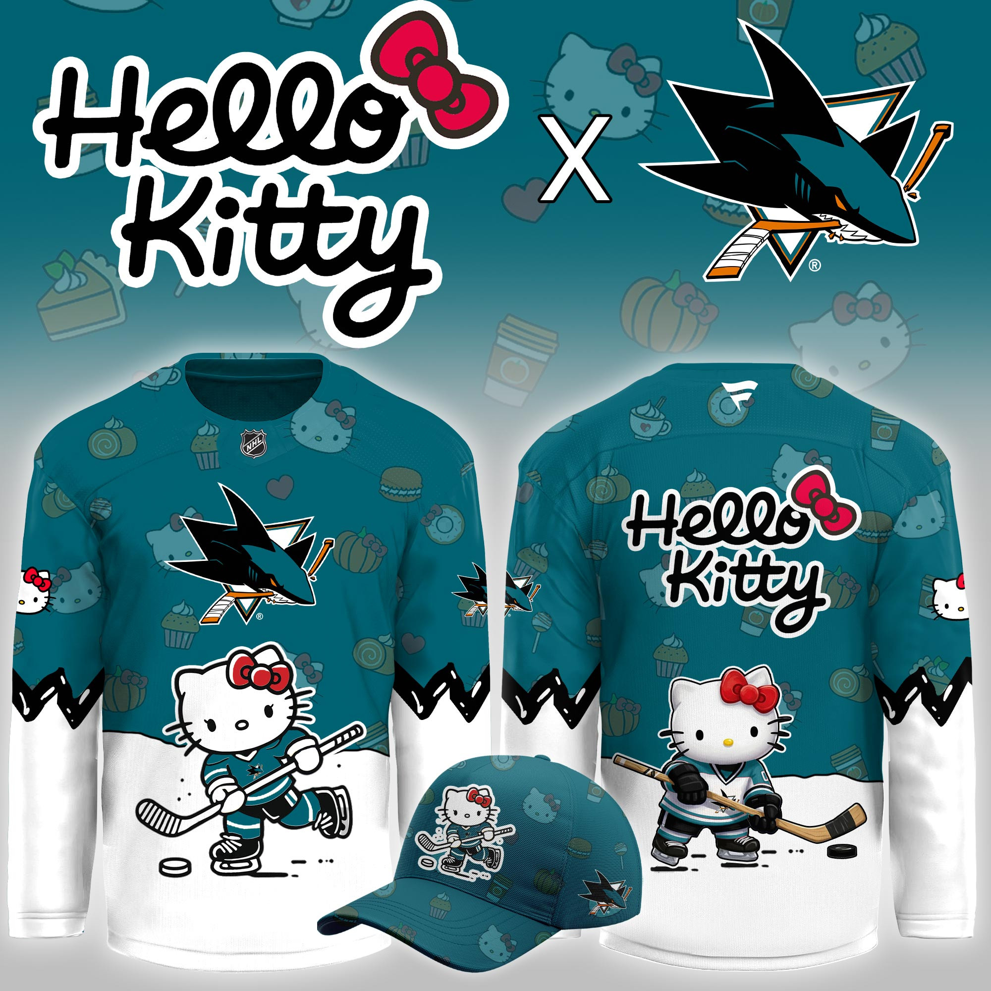 San Jose Sharks Hello Kitty Night Limited Hockey Jersey PB9K4KQ