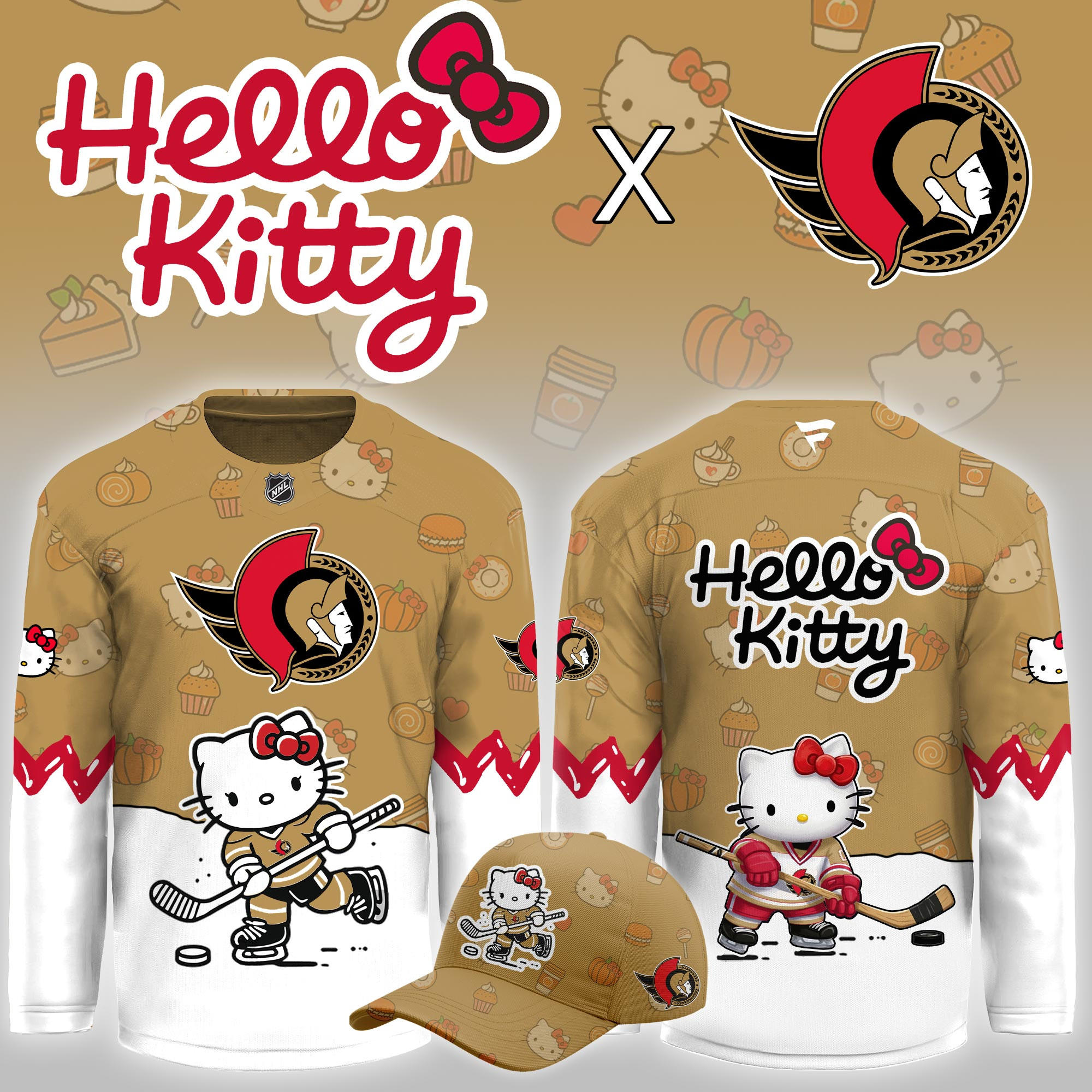 Ottawa Senators Hello Kitty Night Limited Hockey Jersey PBNZLKO