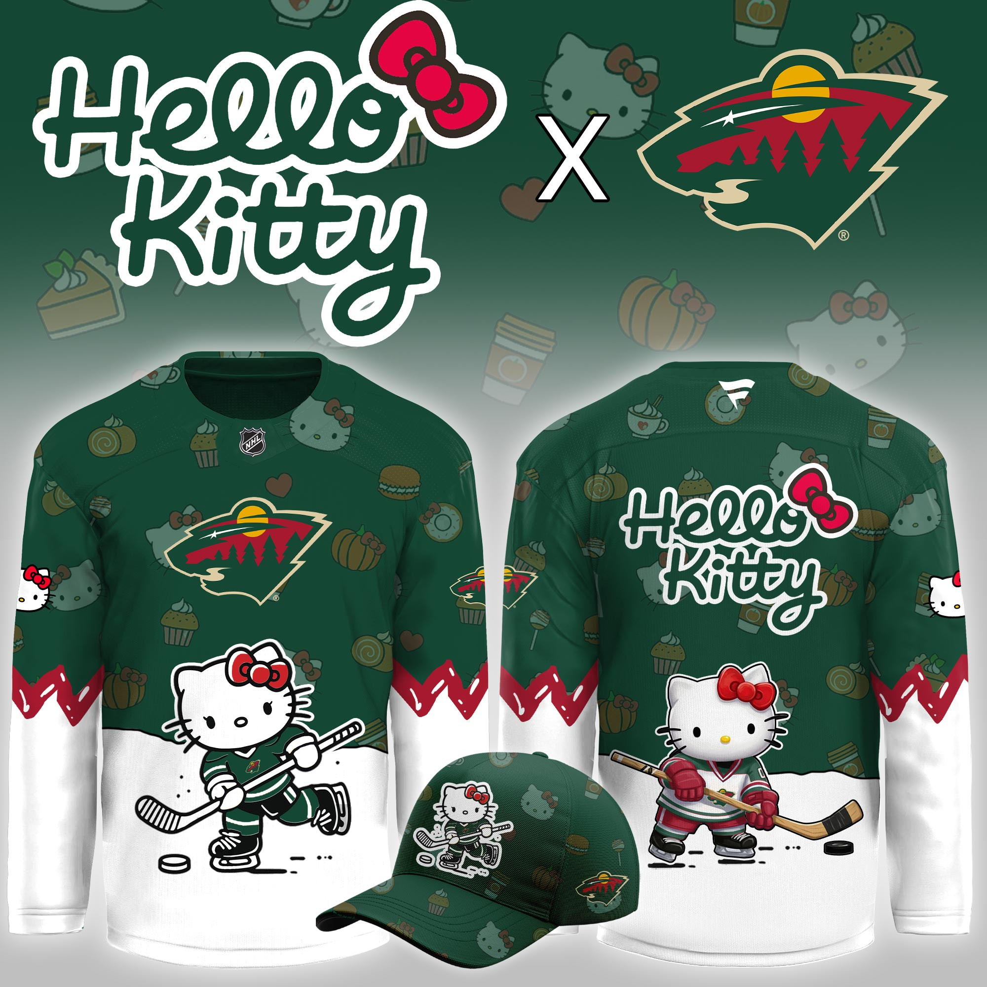 Minnesota Wild Hello Kitty Night Limited Hockey Jersey PBCGEK7