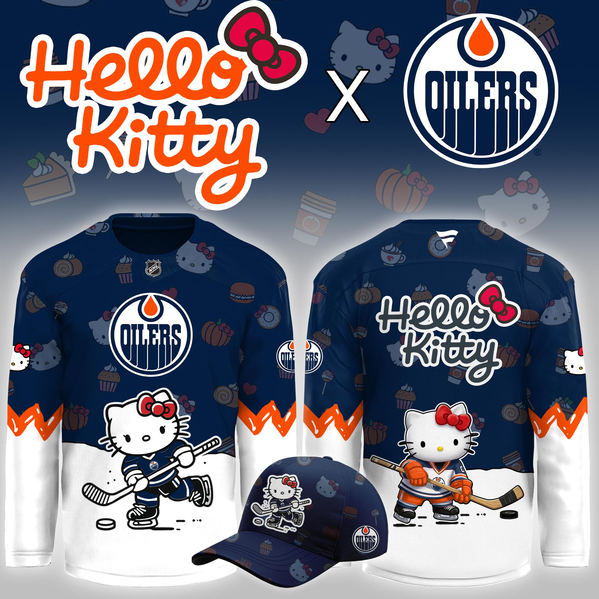 Edmonton Oilers Hello Kitty Night Limited Hockey Jersey PBPFHWU