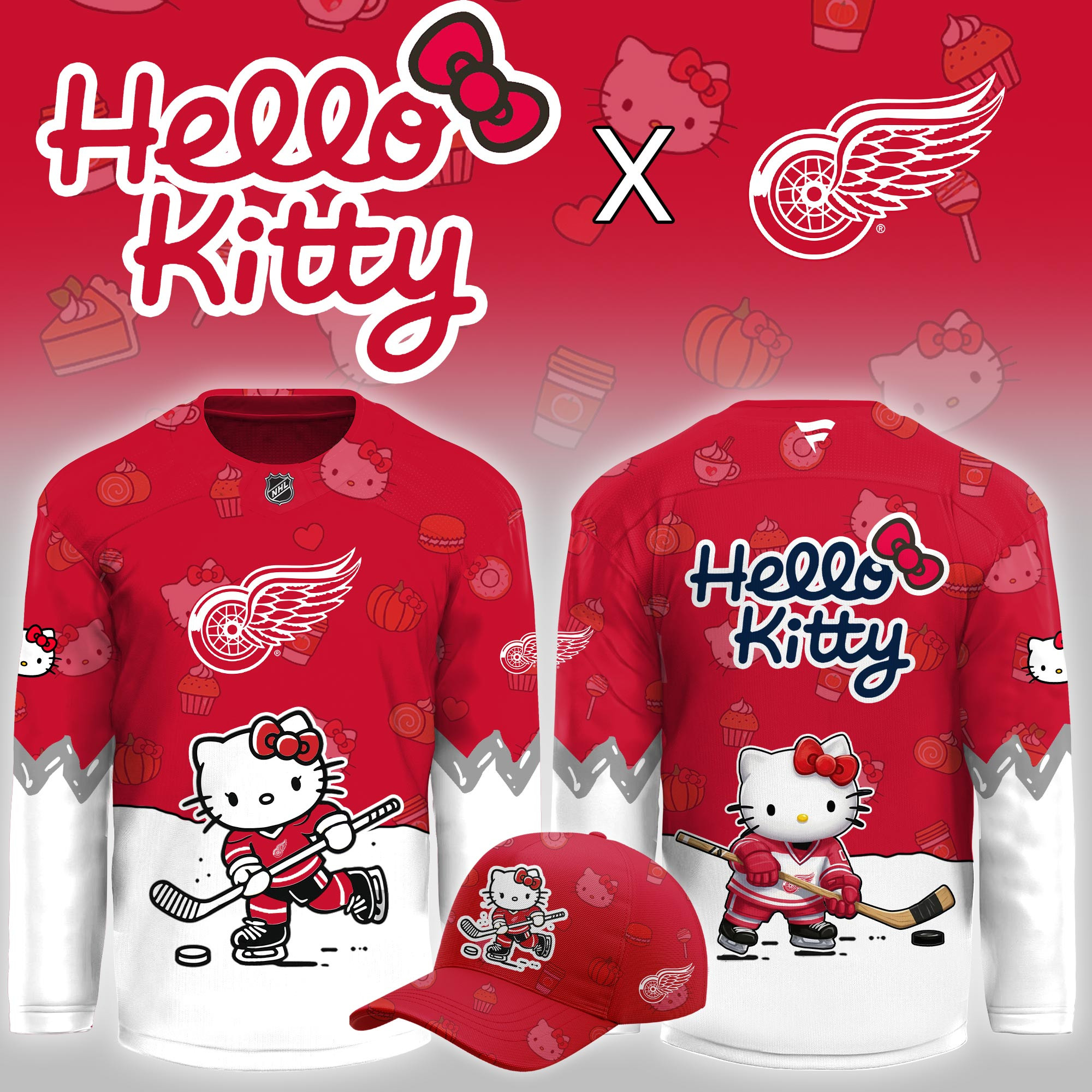 Detroit Red Wings Hello Kitty Night Limited Hockey Jersey PBOS548