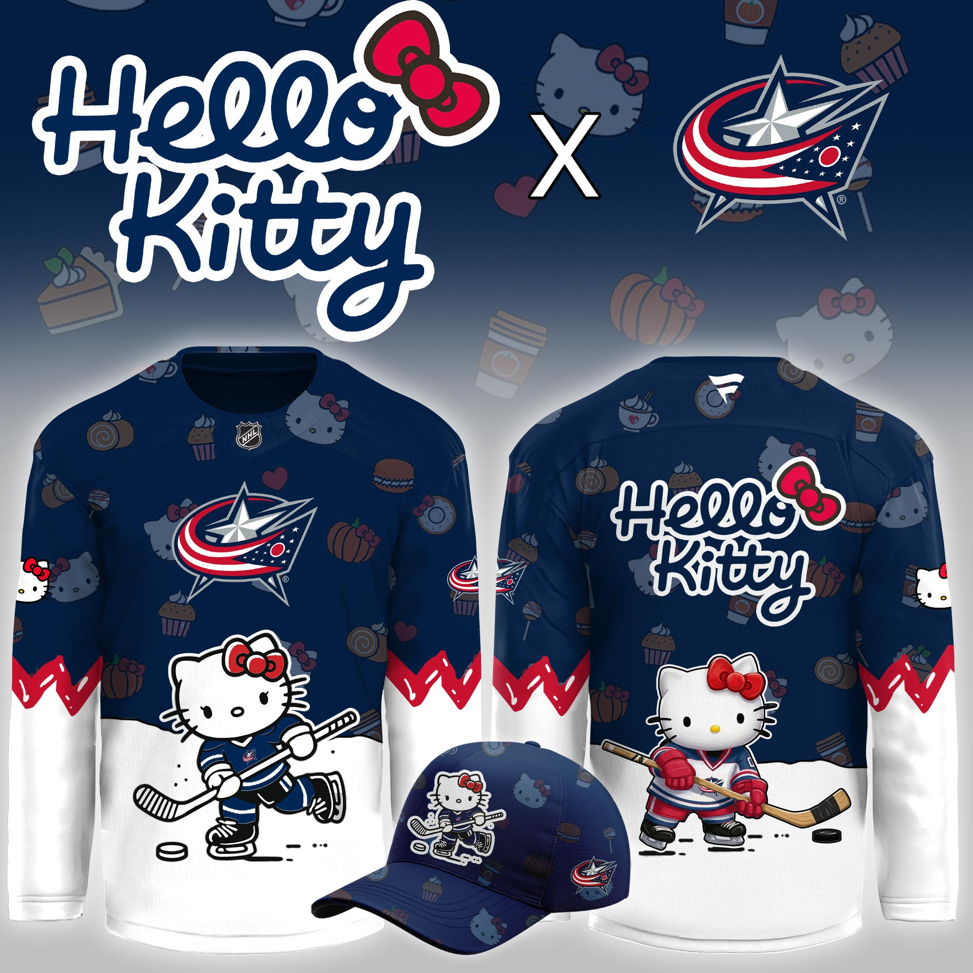 Columbus Blue Jackets Hello Kitty Night Limited Hockey Jersey PBRP4V2