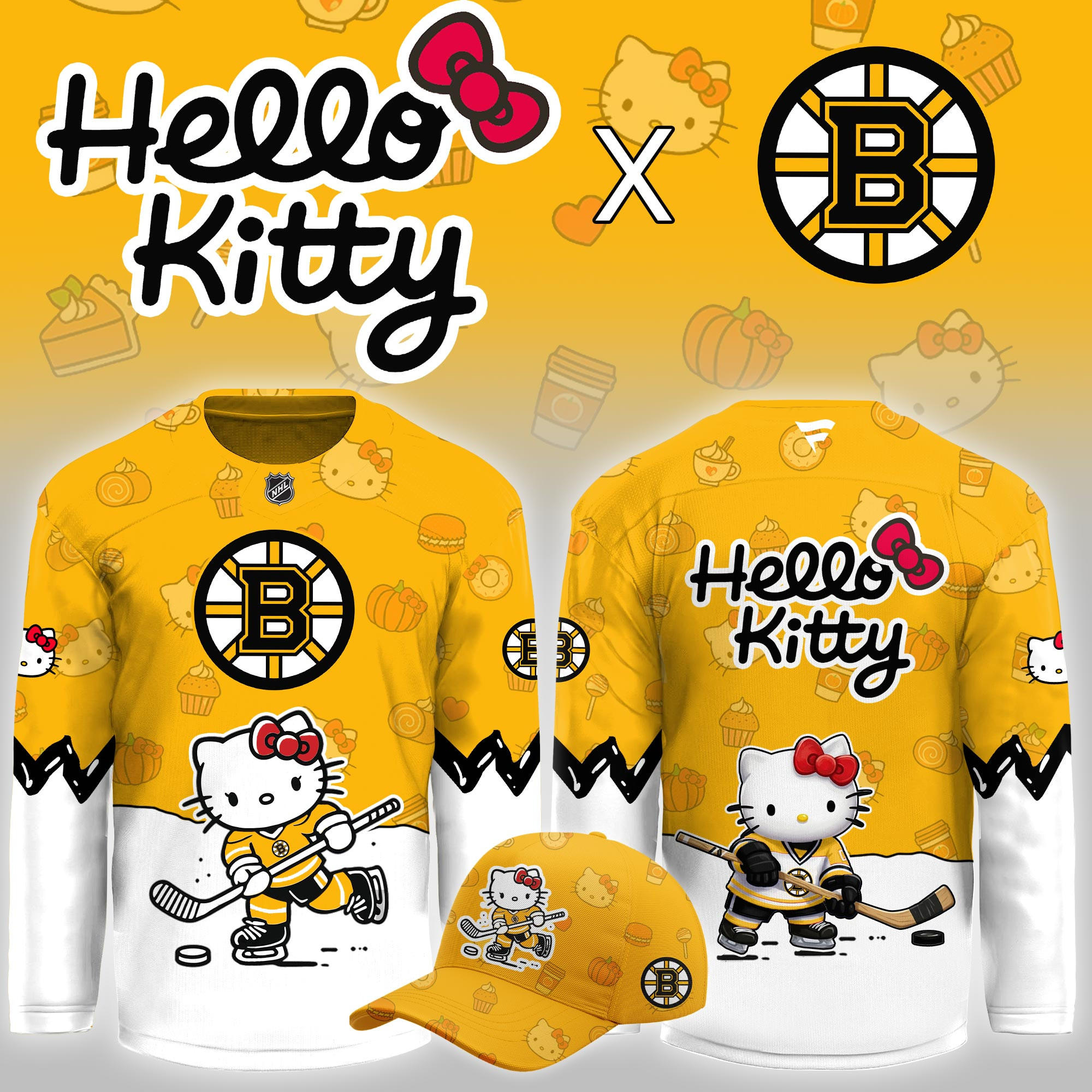Boston Bruins Hello Kitty Night Limited Hockey Jersey PBYM2LN