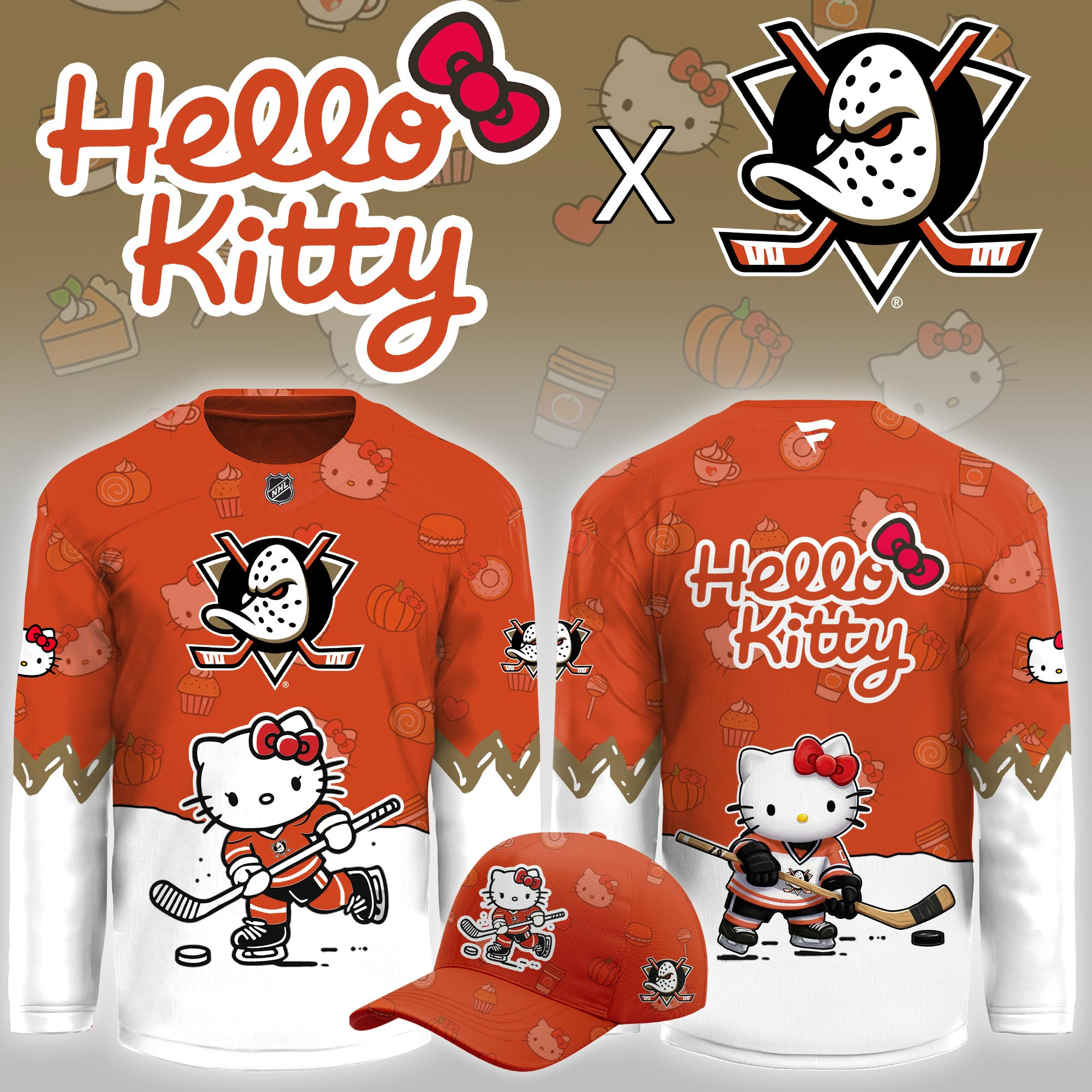 Anaheim Ducks Hello Kitty Night Limited Hockey Jersey PB01Y6O