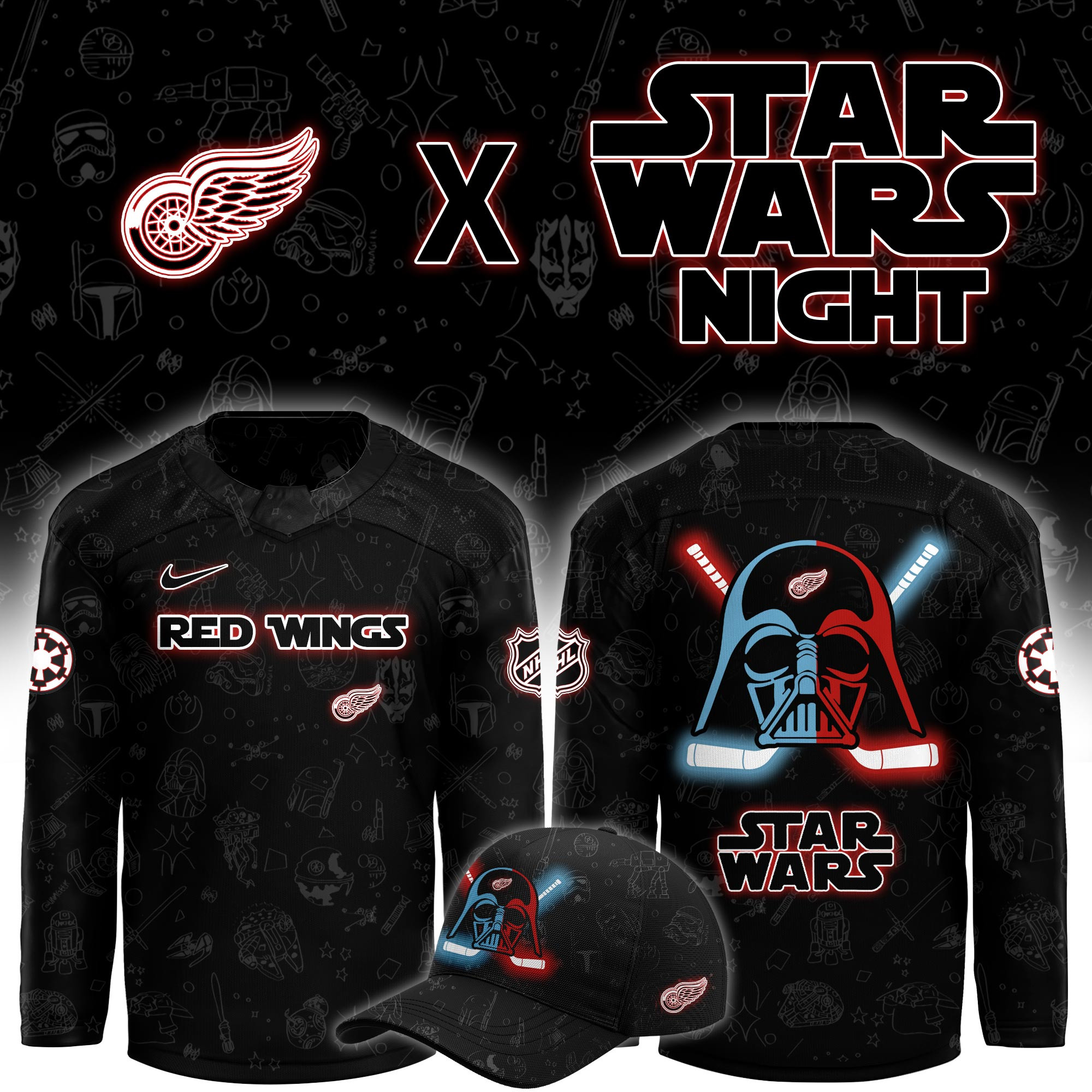 Detroit Red Wings x Star Wars Limited Hockey Jersey PBREPLB