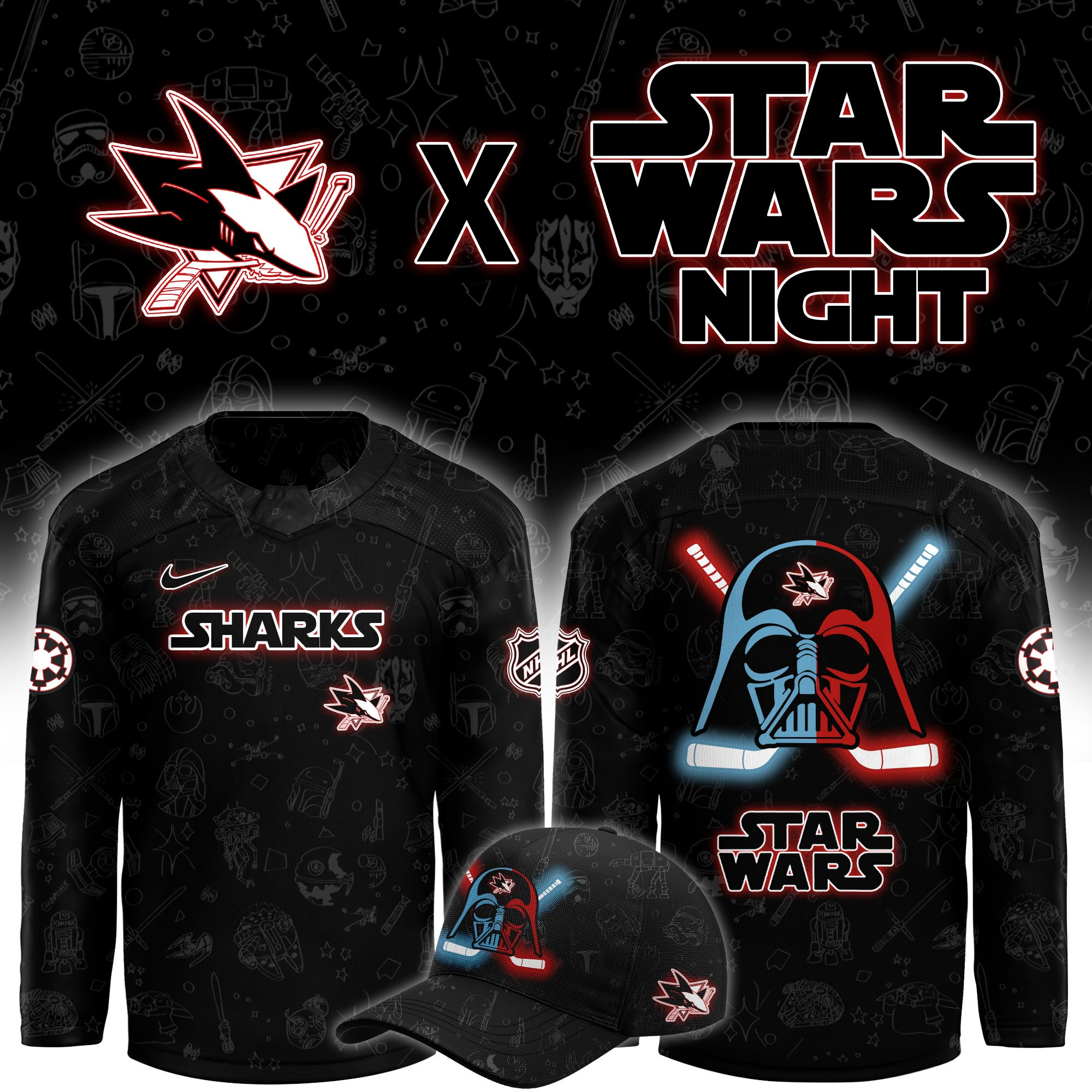 San Jose Sharks x Star Wars Limited Hockey Jersey PBDYTED