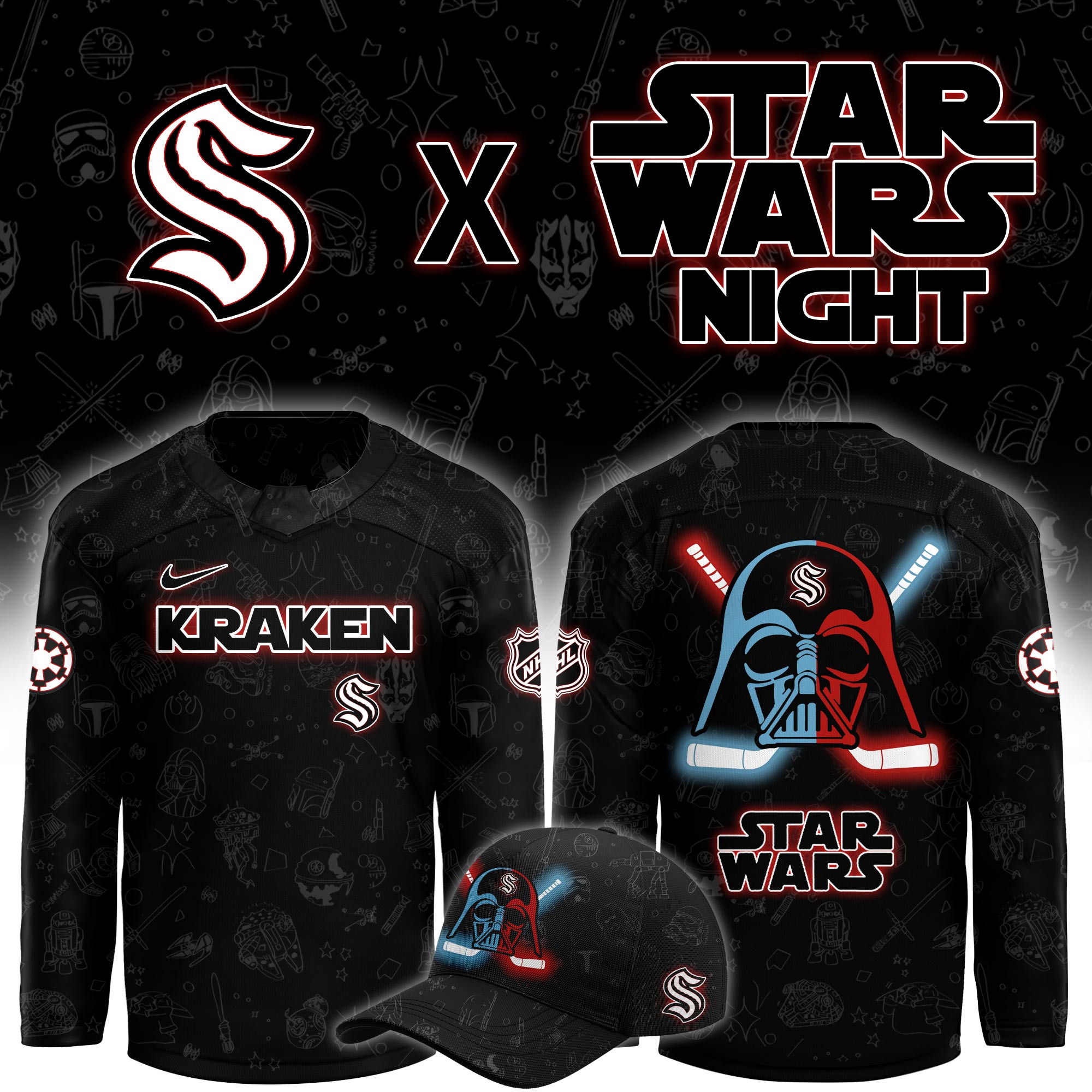 Seattle Kraken x Star Wars Limited Hockey Jersey PBWMG09