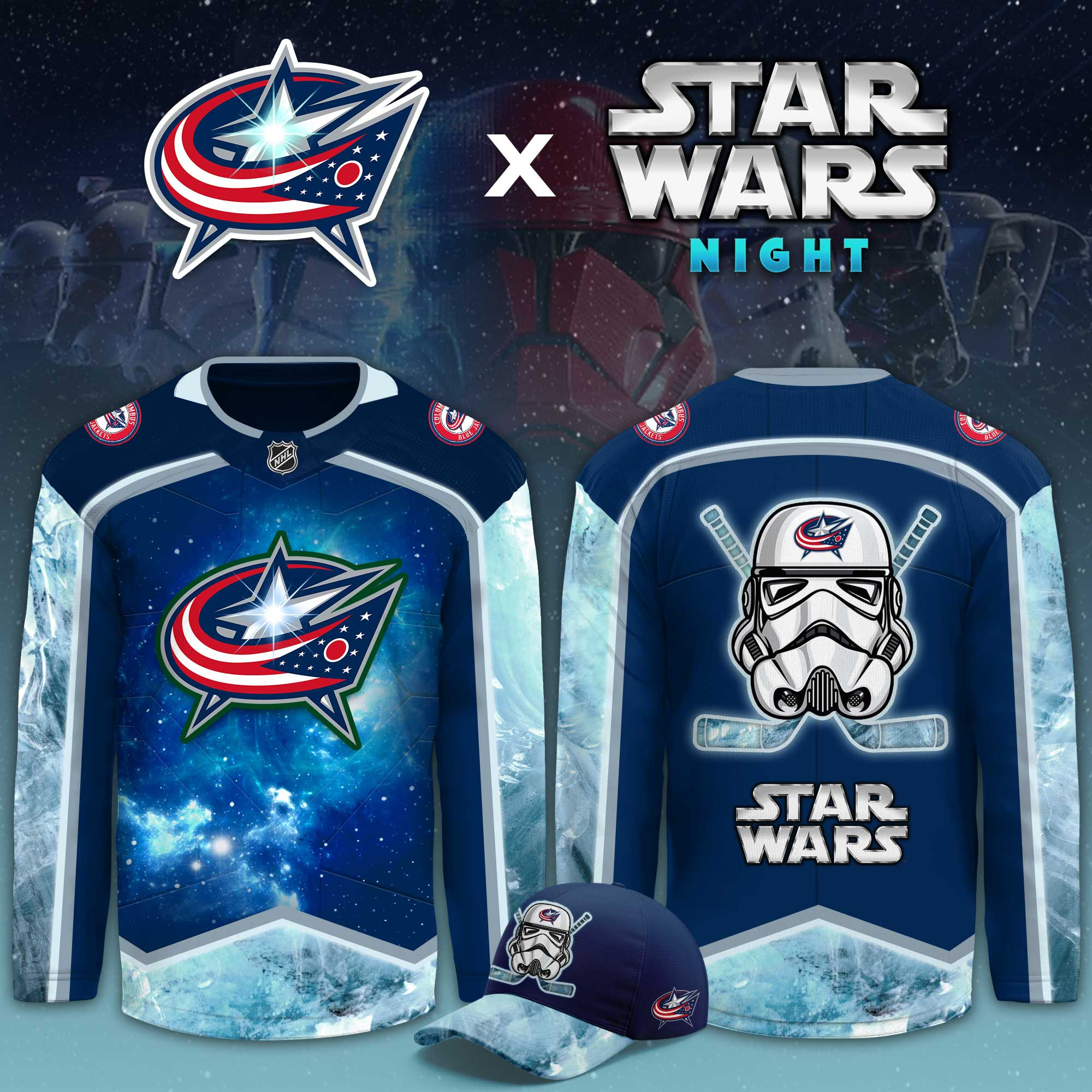 Columbus Blue Jackets Star Wars Night Limited Hockey Jersey PBL64HY