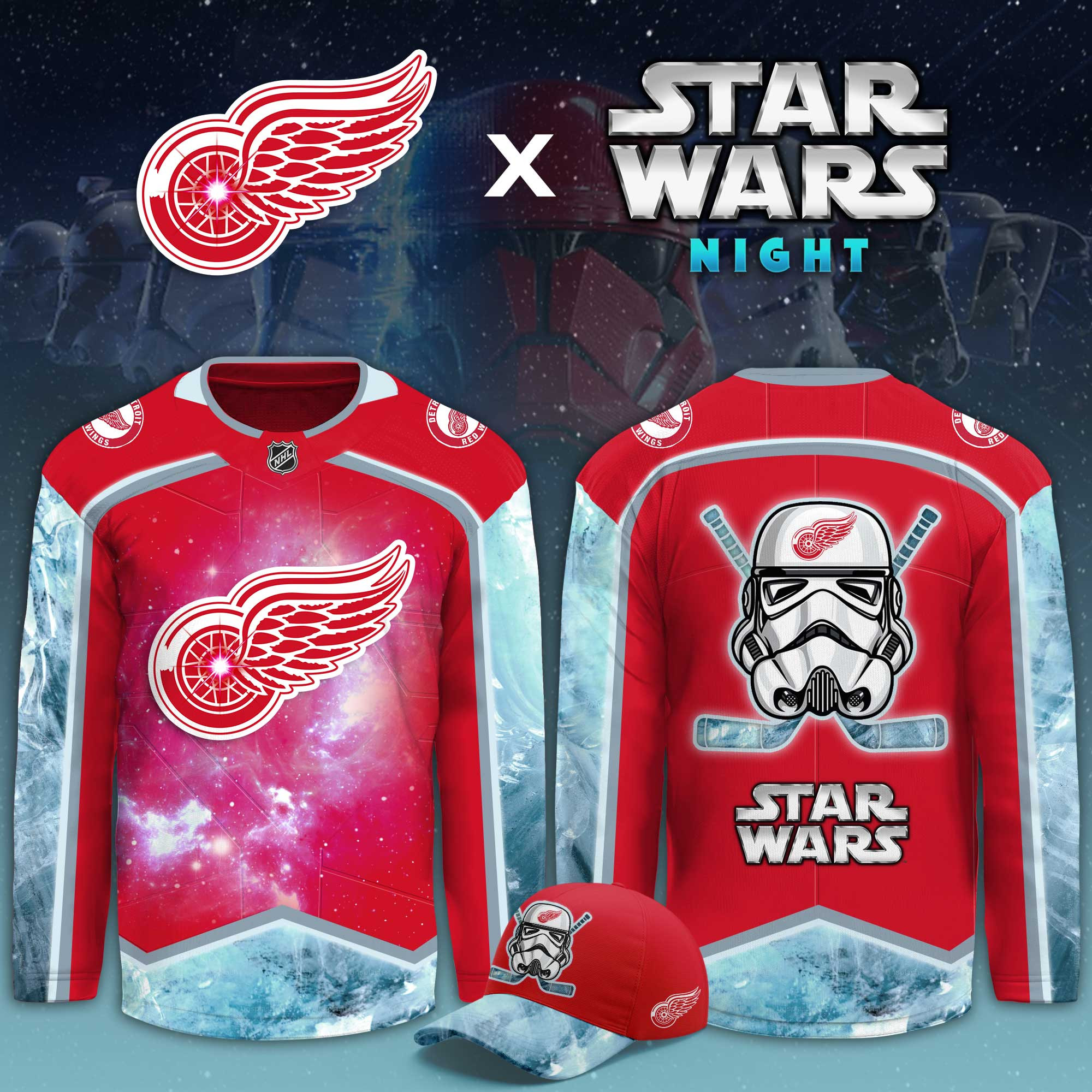Detroit Red Wings Star Wars Night Limited Hockey Jersey PBOWO9F