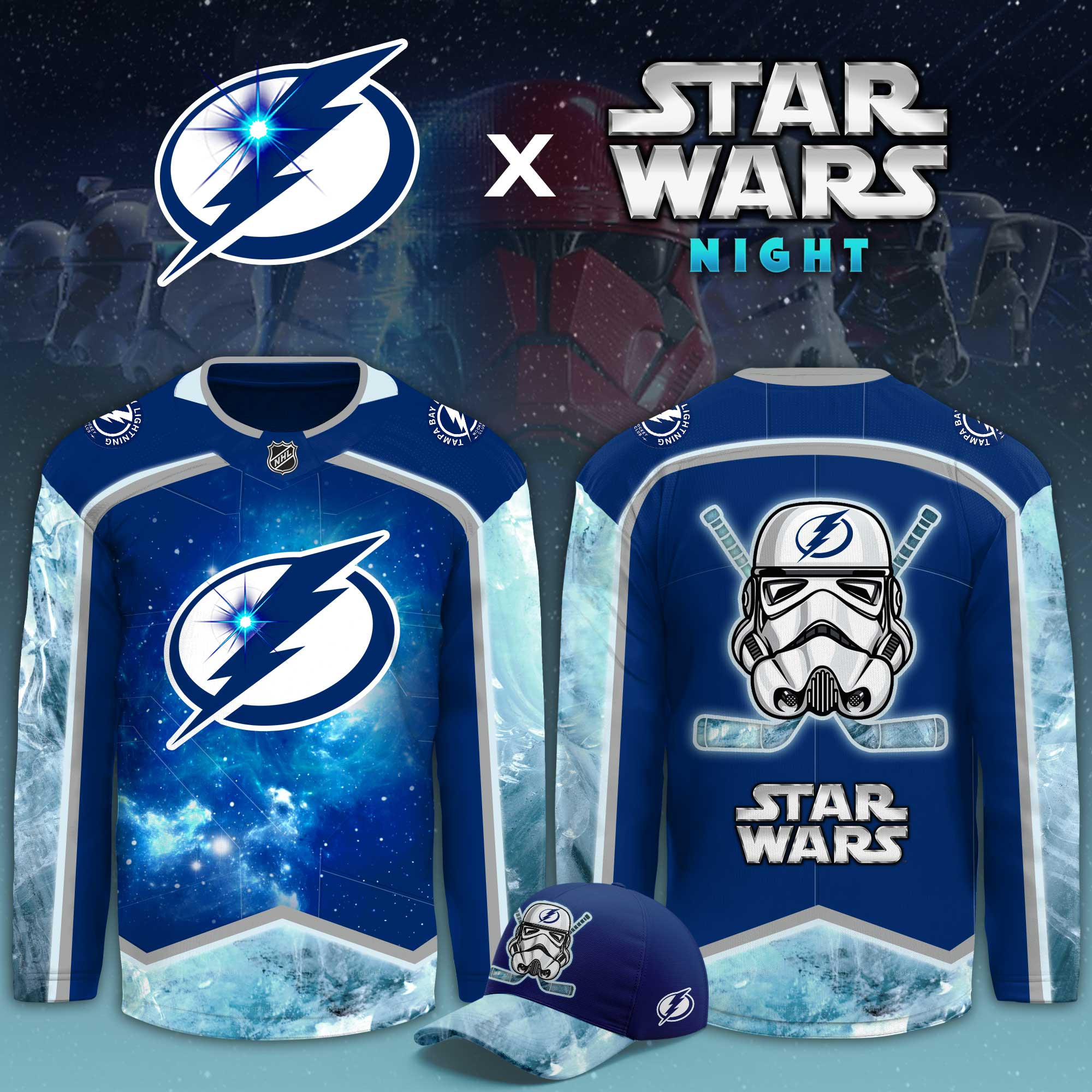 Tampa Bay Lightning Star Wars Night Limited Hockey Jersey PBPPMG1