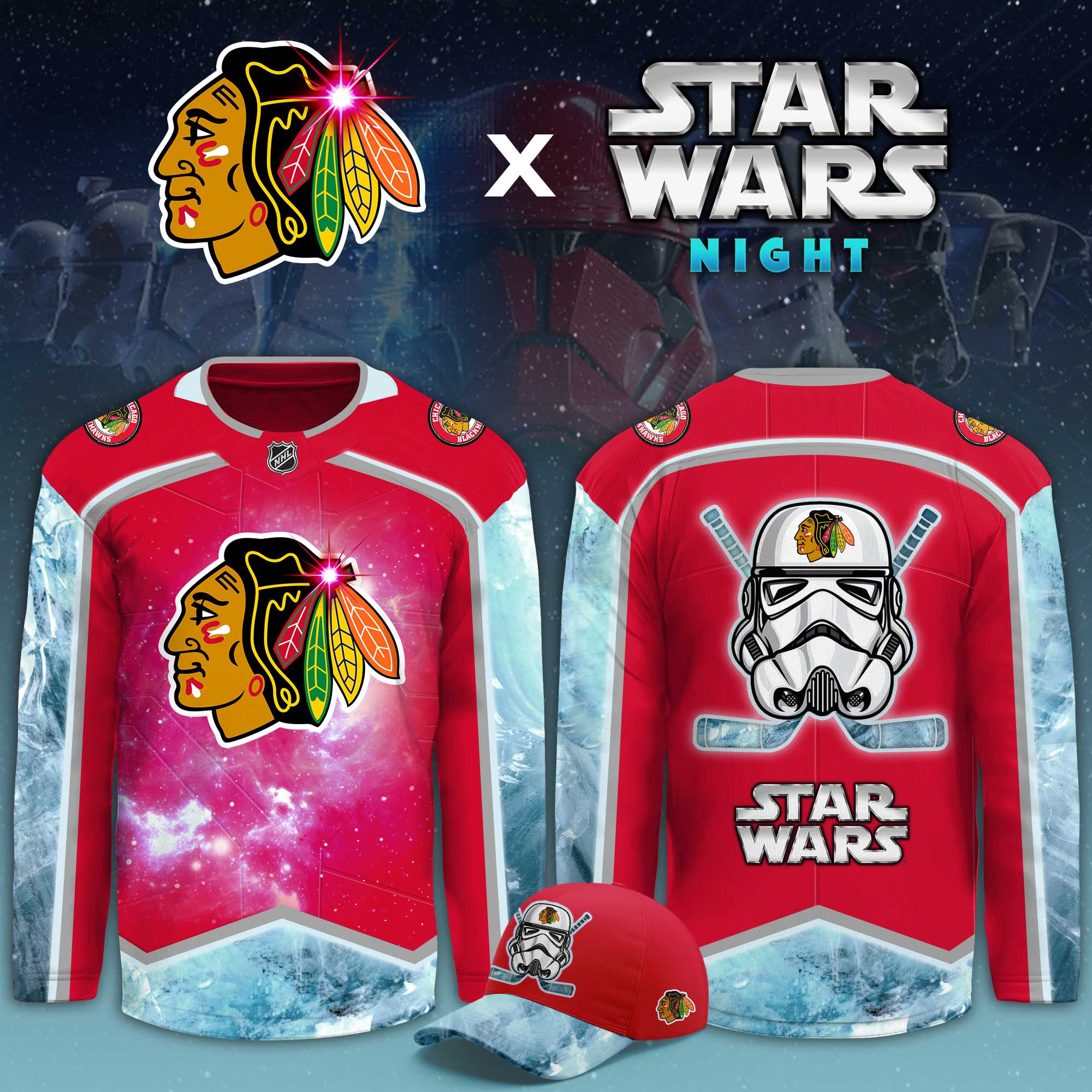 Chicago Blackhawks Star Wars Night Limited Hockey Jersey PBSC2FM