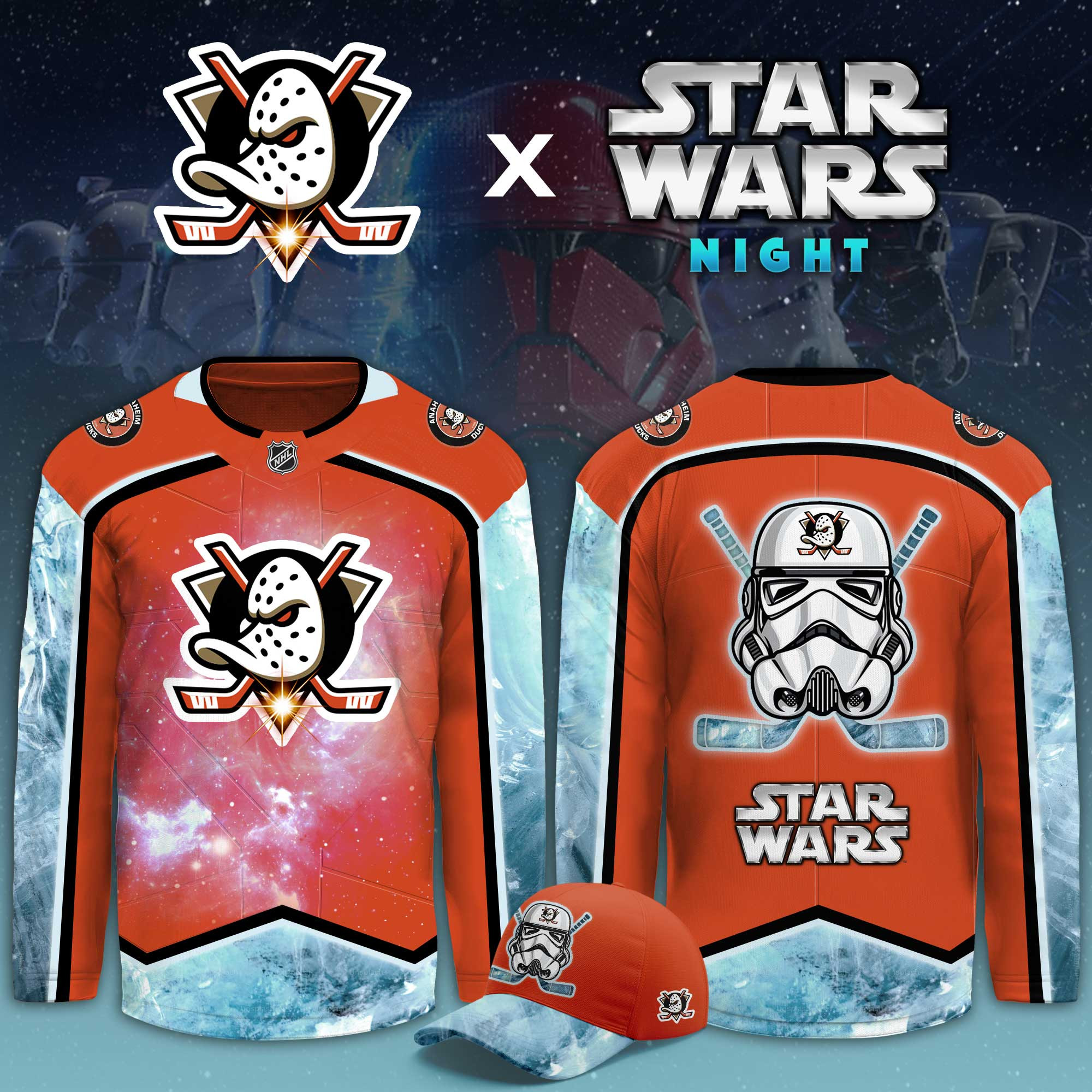 Anaheim Ducks Star Wars Night Limited Hockey Jersey PBWMI8P