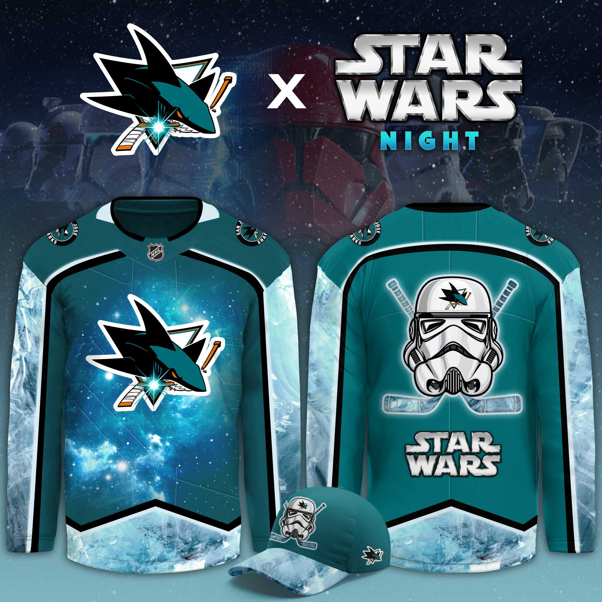 San Jose Sharks Star Wars Night Limited Hockey Jersey PBX4IRN