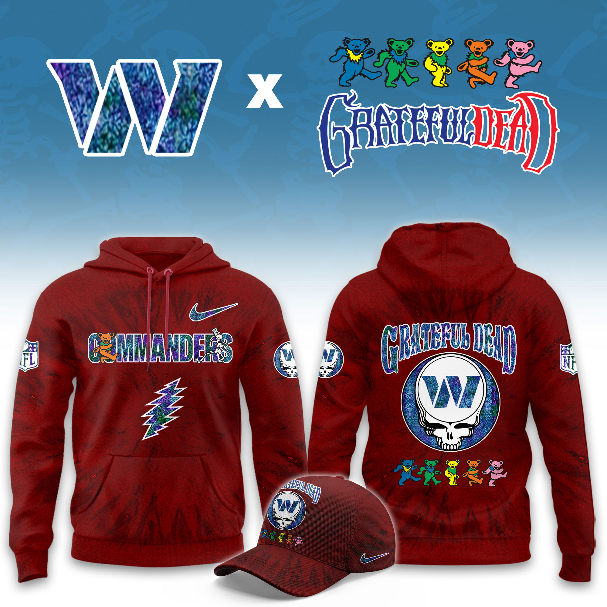 Washington Commanders Grateful Dead Limited Hoodie PBZCKZZ
