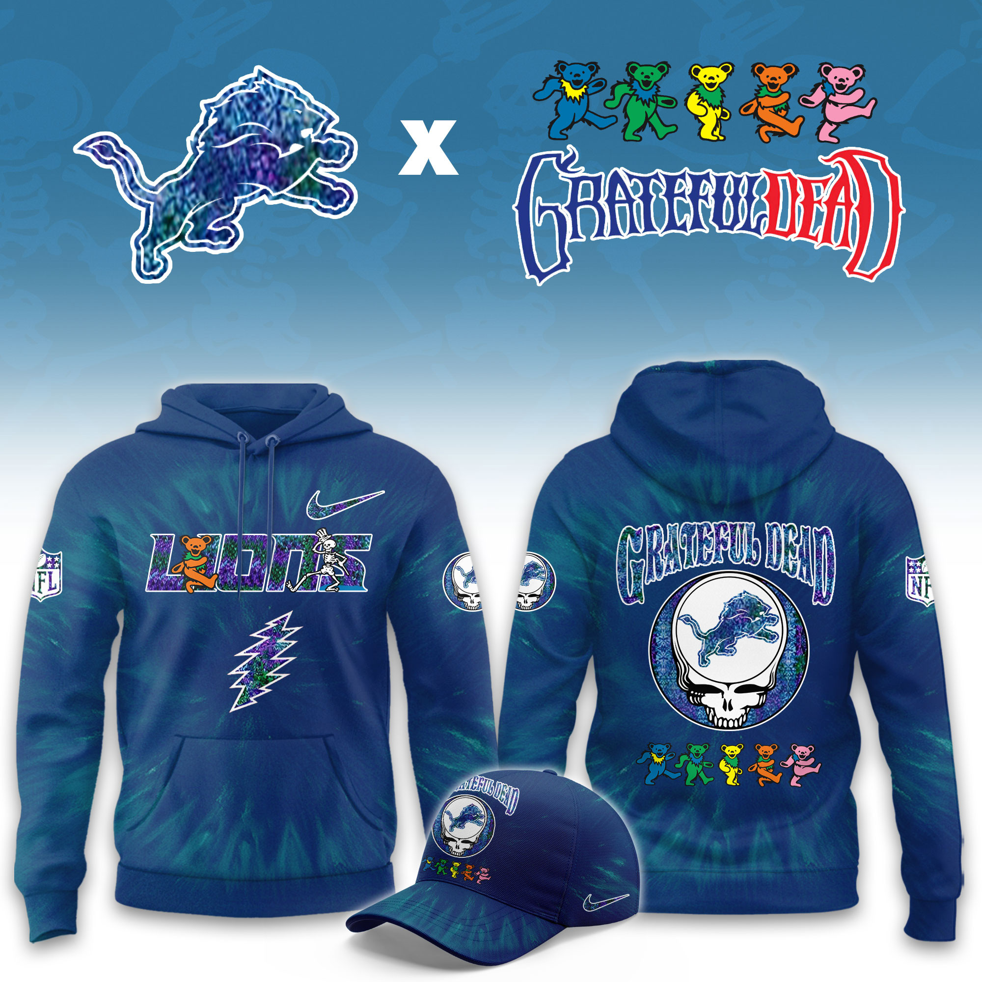 Detroit Lions Grateful Dead Limited Hoodie PBCM7FX