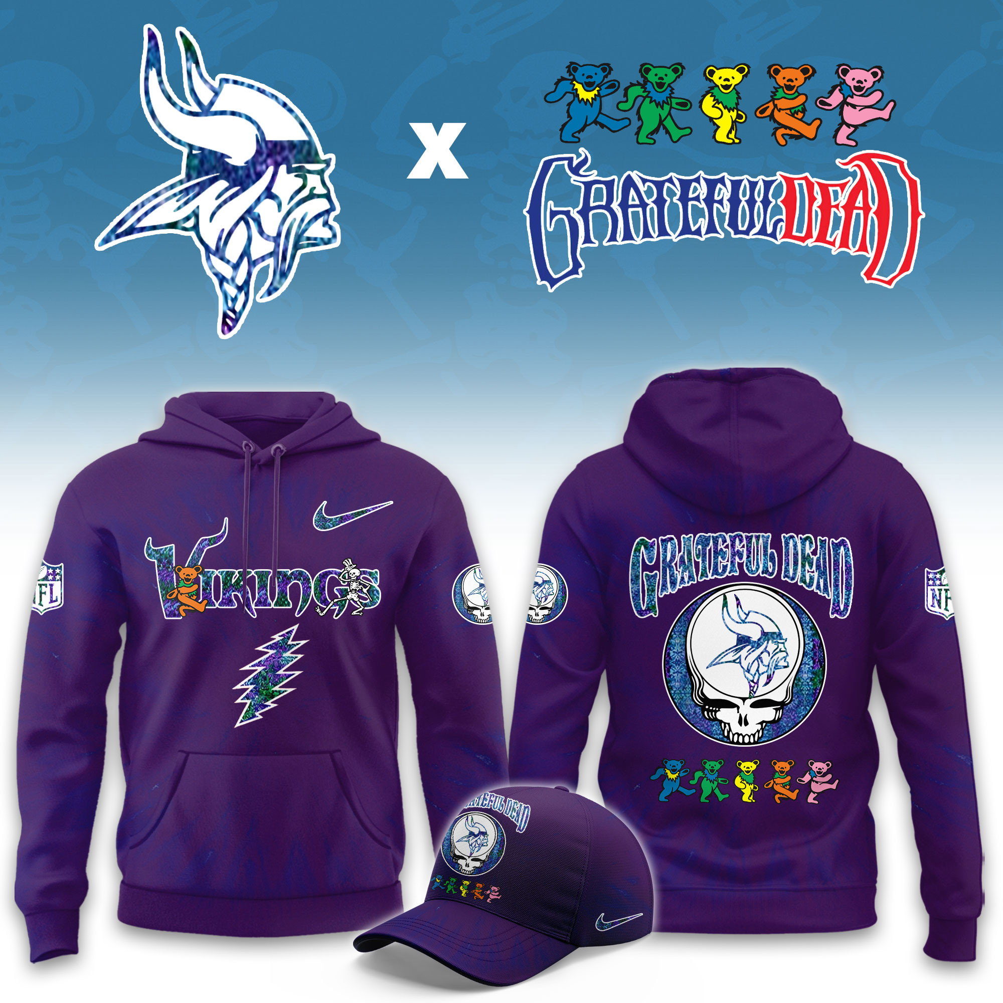 Minnesota Vikings Grateful Dead Limited Hoodie PBITRUH