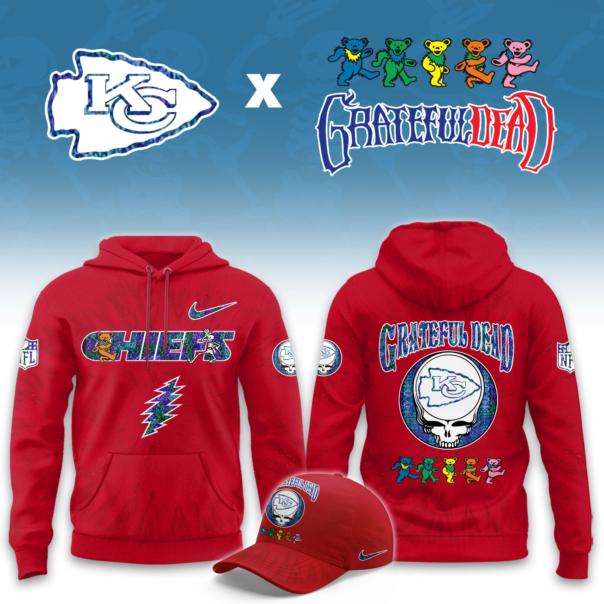 Kansas City Chiefs Grateful Dead Limited Hoodie PBGWU1Q