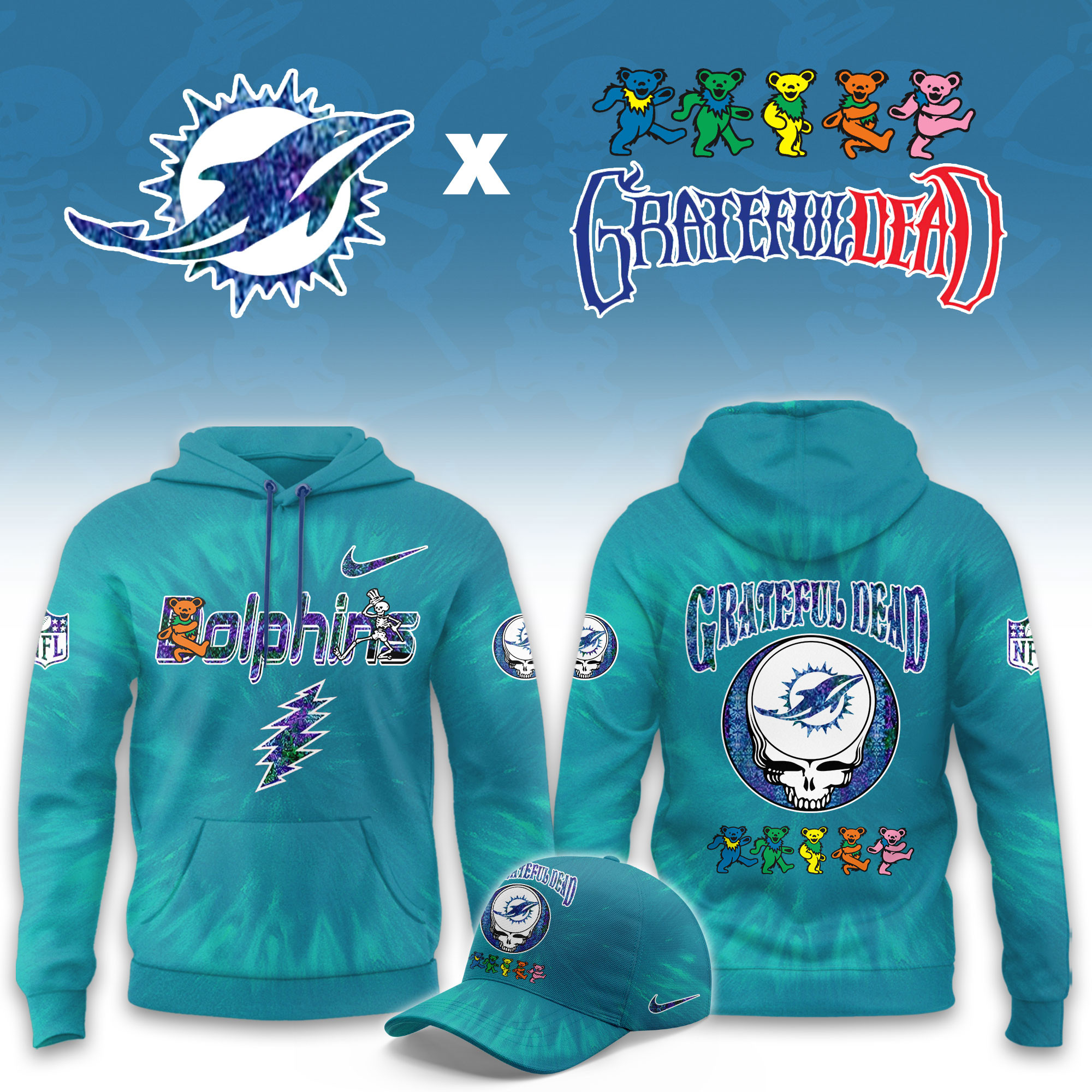 Miami Dolphins Grateful Dead Limited Hoodie PBMIGKG