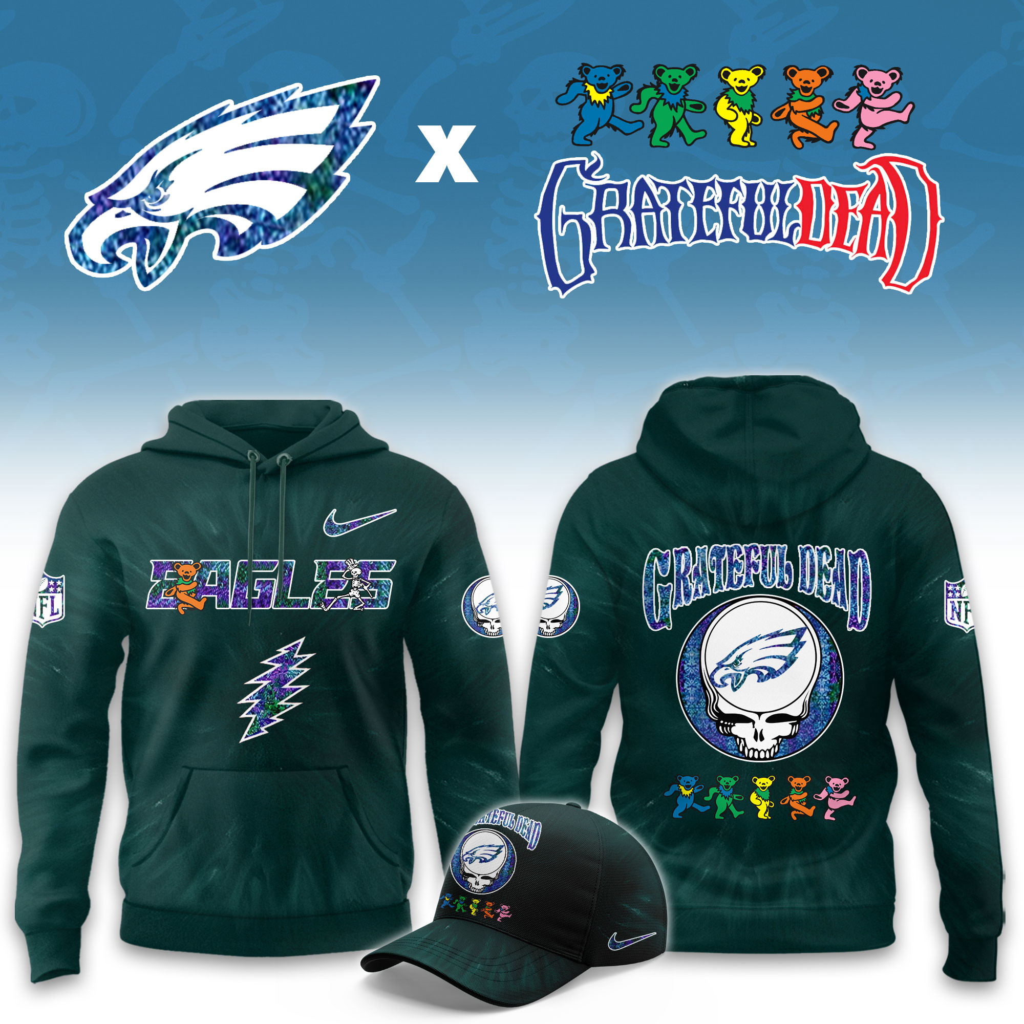 Philadelphia Eagles Grateful Dead Limited Hoodie PBK1GTK