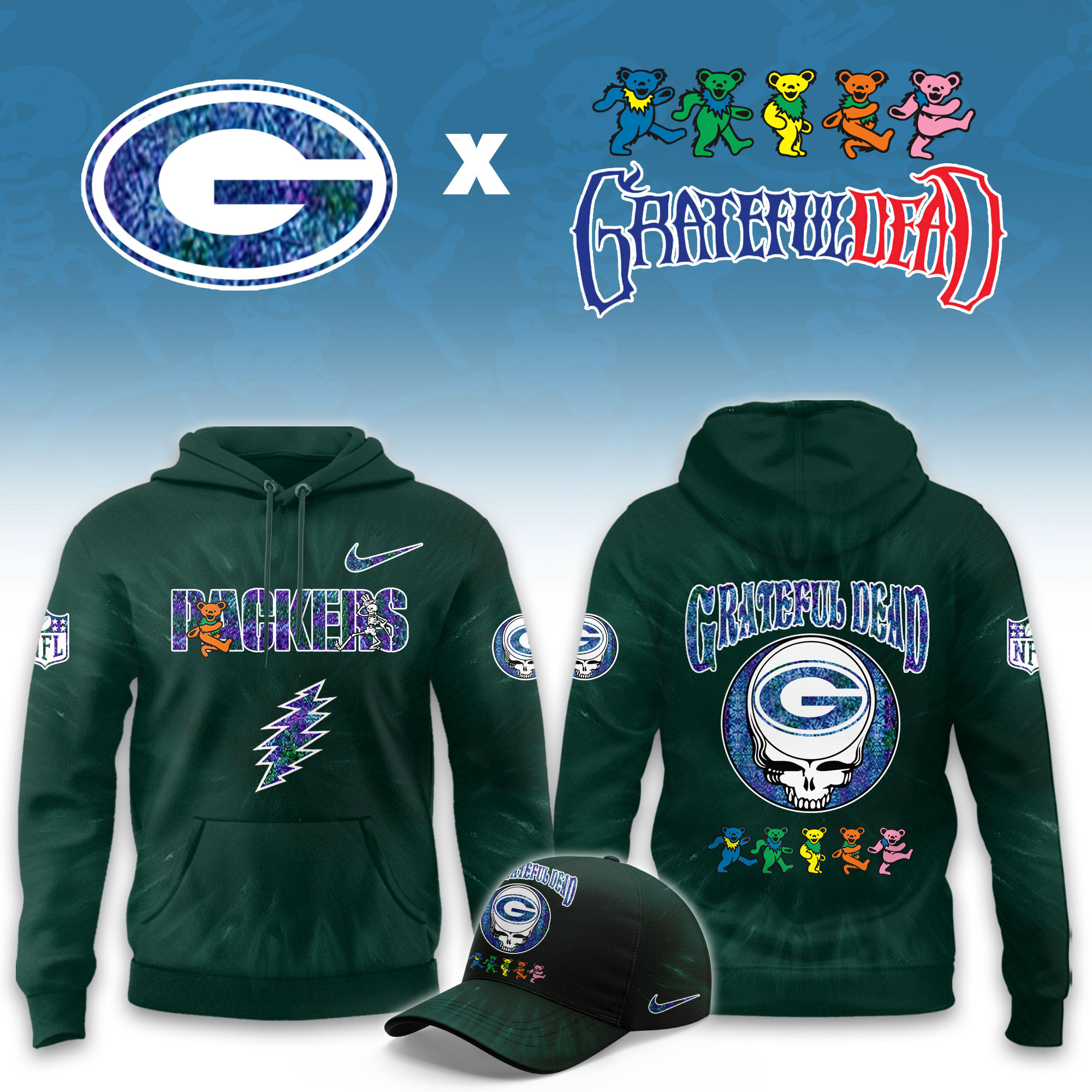 Green Bay Packers Grateful Dead Limited Hoodie PBH2LI1