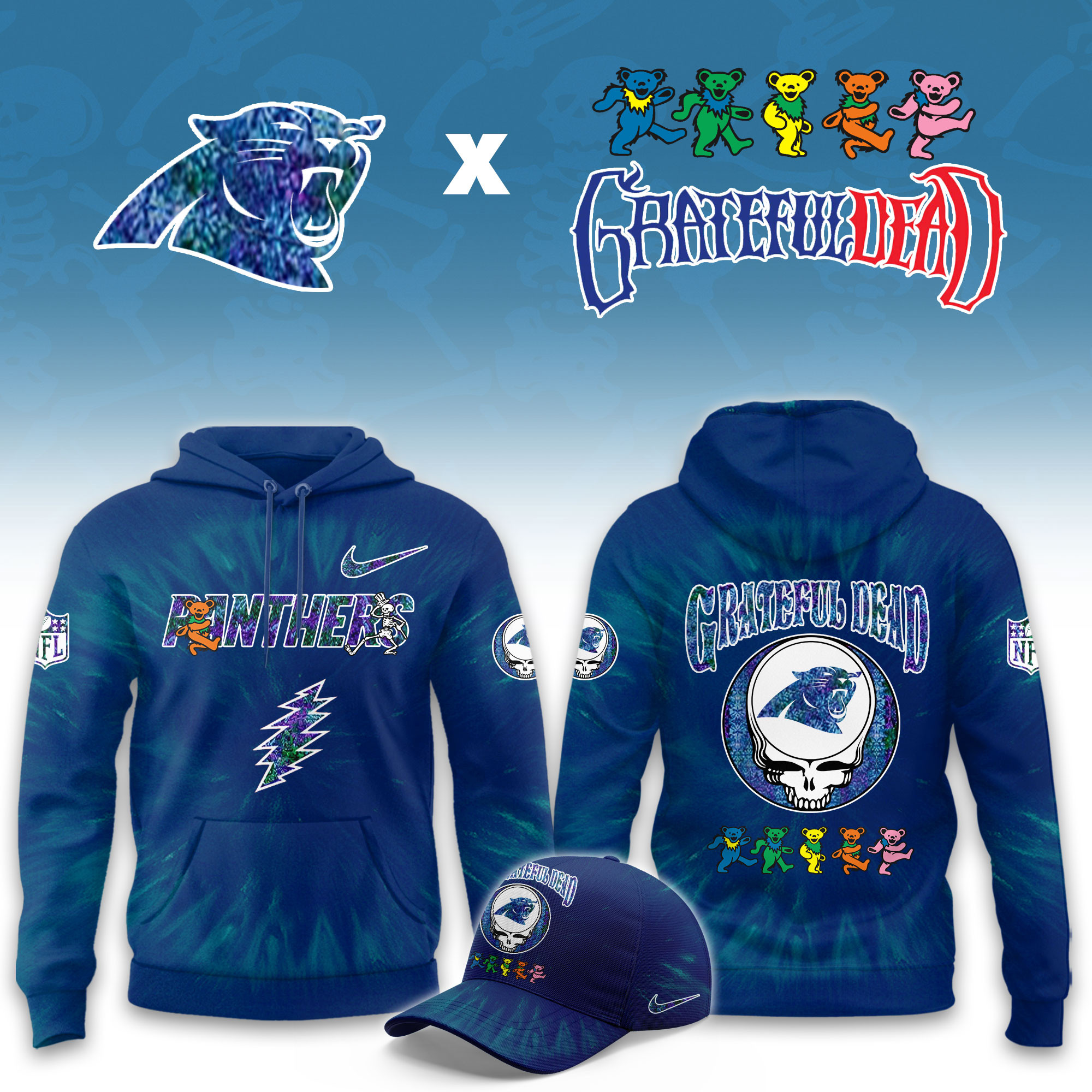 Carolina Panthers Grateful Dead Limited Hoodie PBY3KEK