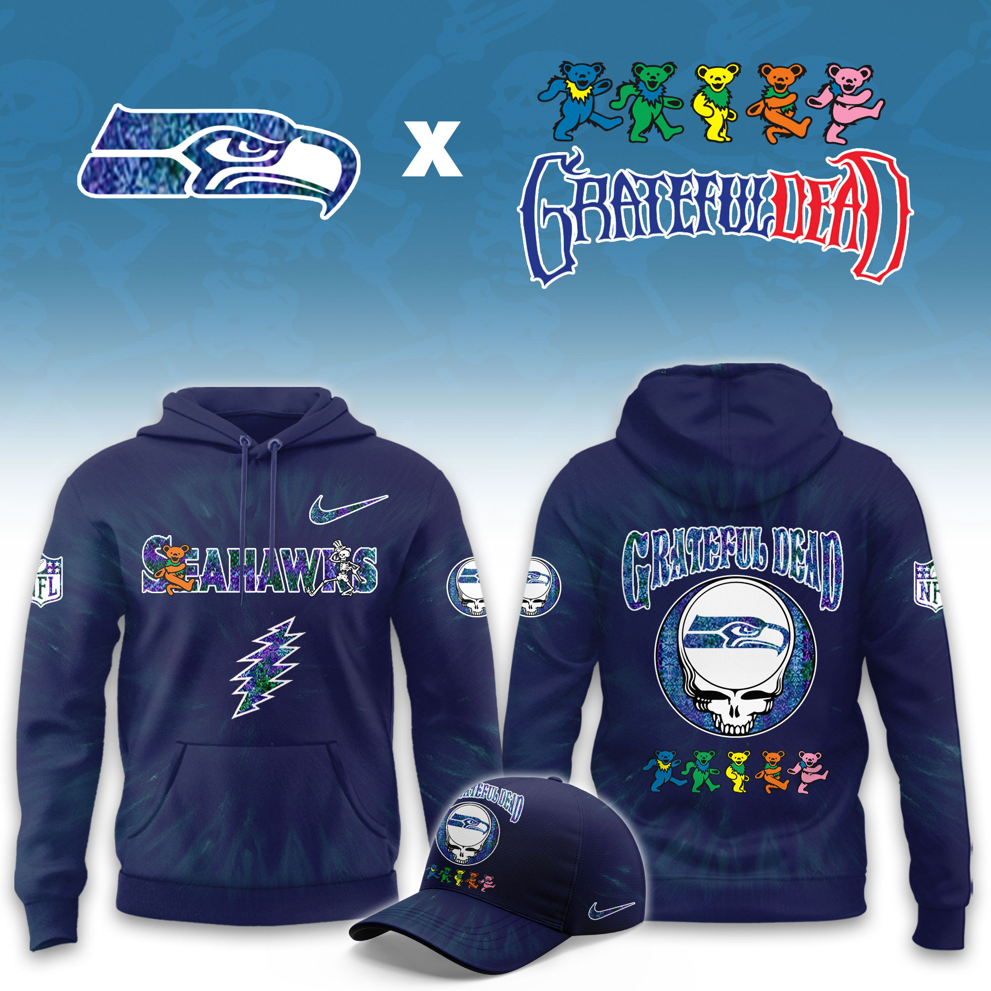 Seattle Seahawks Grateful Dead Limited Hoodie PBWVK3M