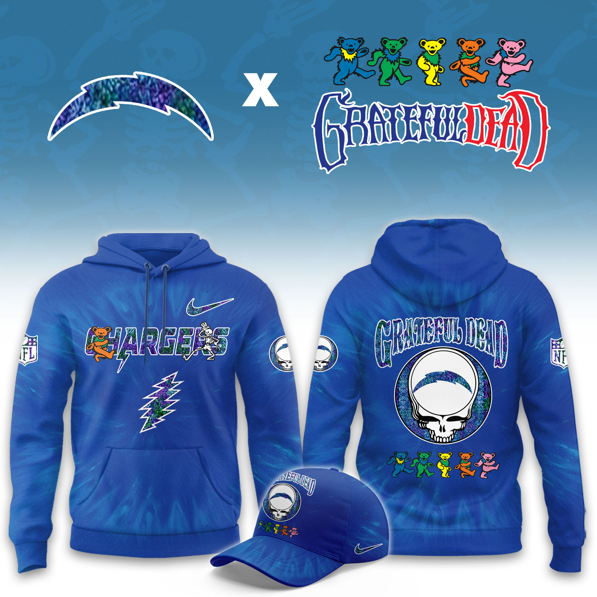 Los Angeles Chargers Grateful Dead Limited Hoodie PBM7QJU