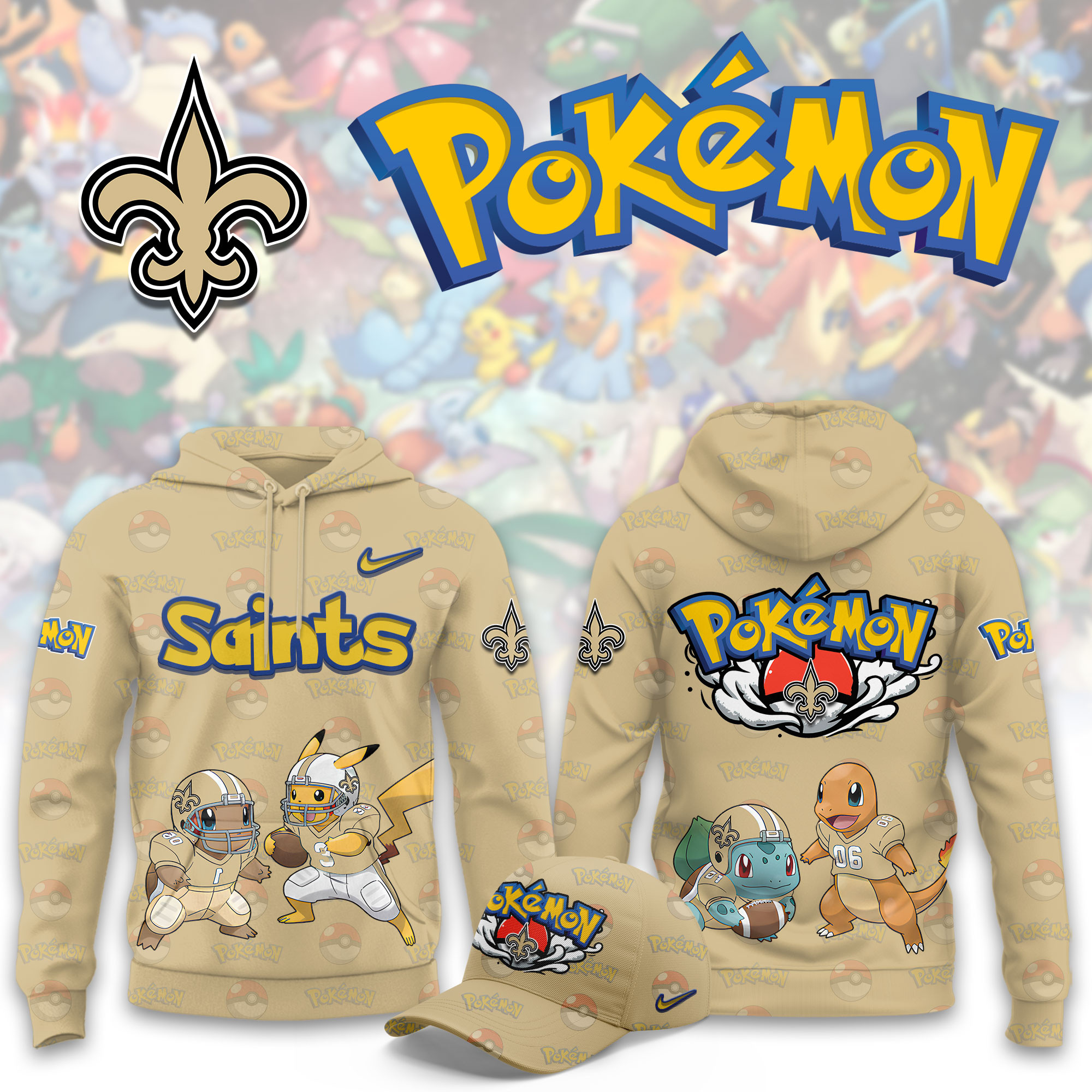 New Orleans Saints Pokemon Limited Hoodie PB7JAI0