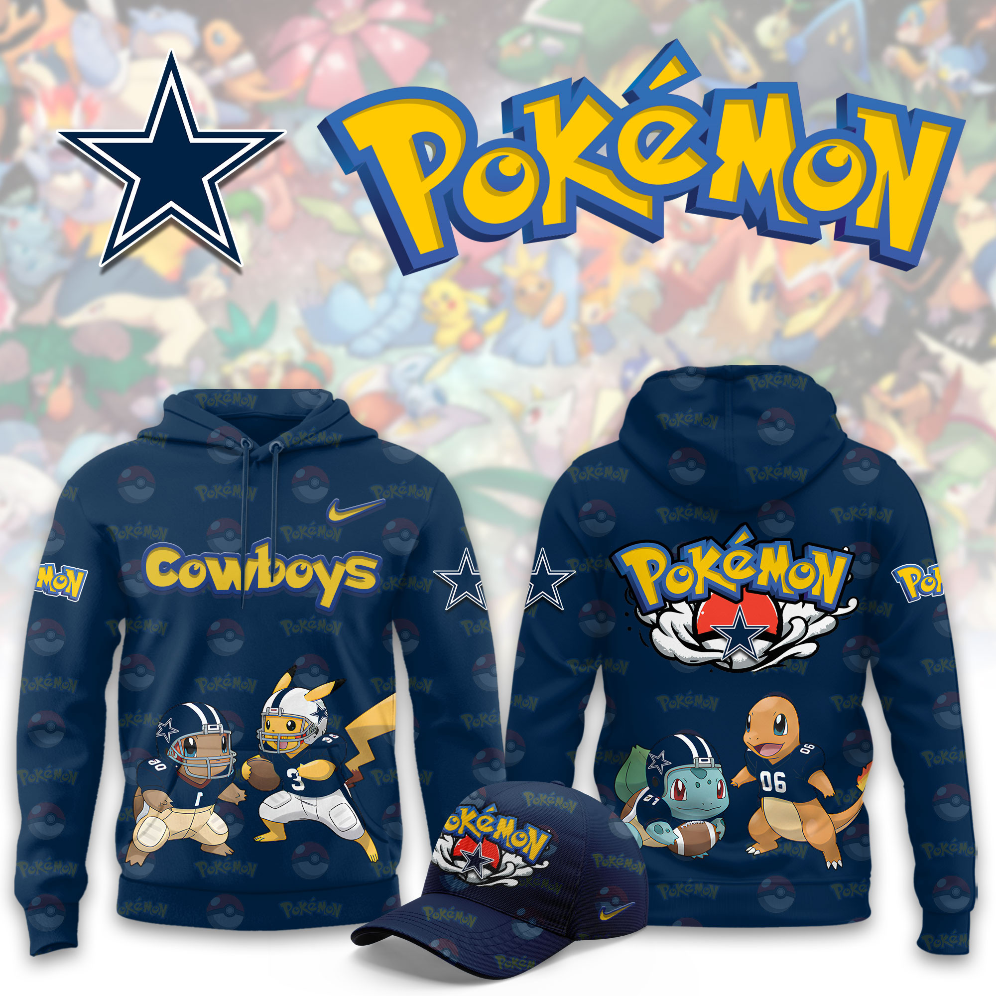 Dallas Cowboys Pokemon Limited Hoodie PBKXTMZ