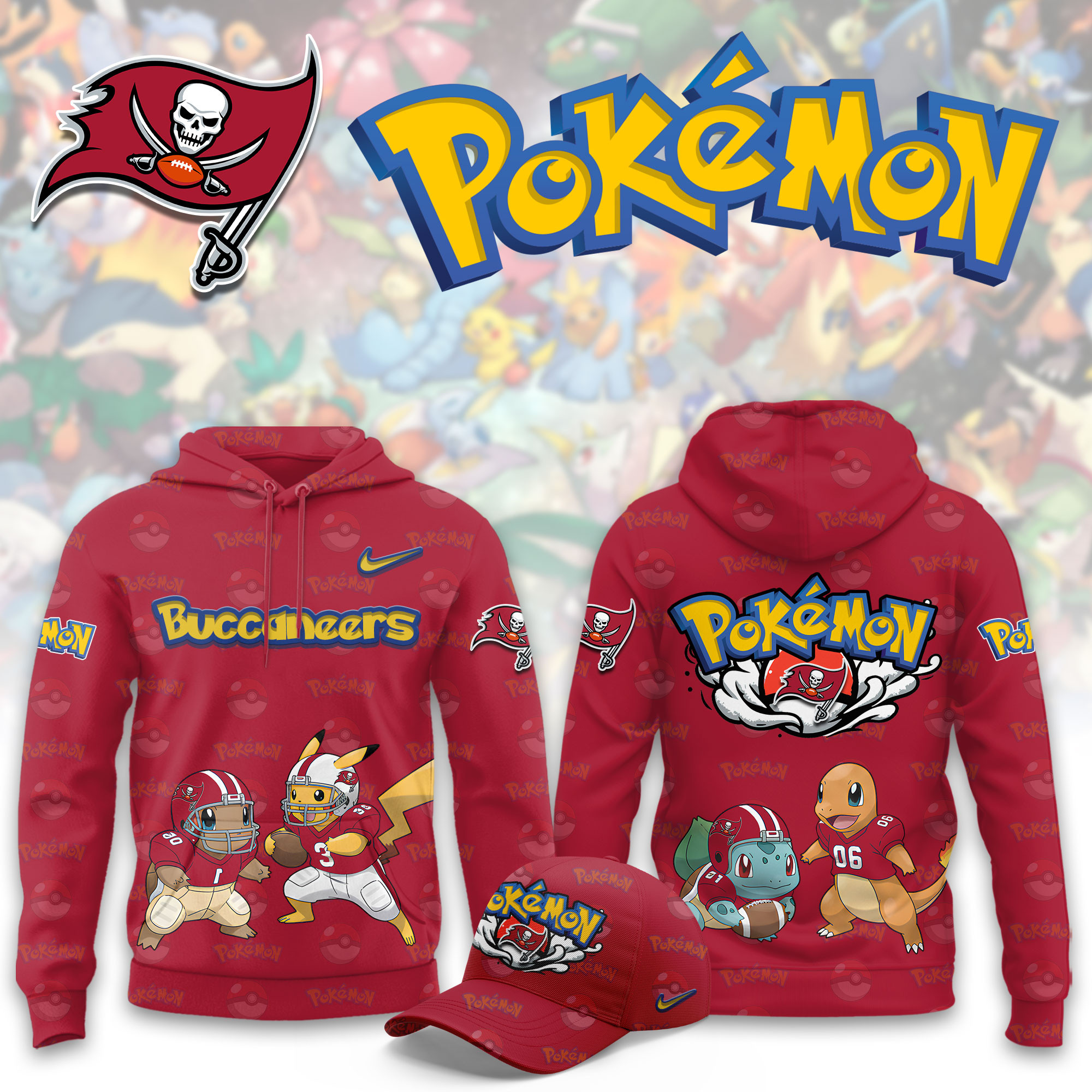 Tampa Bay Buccaneers Pokemon Limited Hoodie PBD9IH5